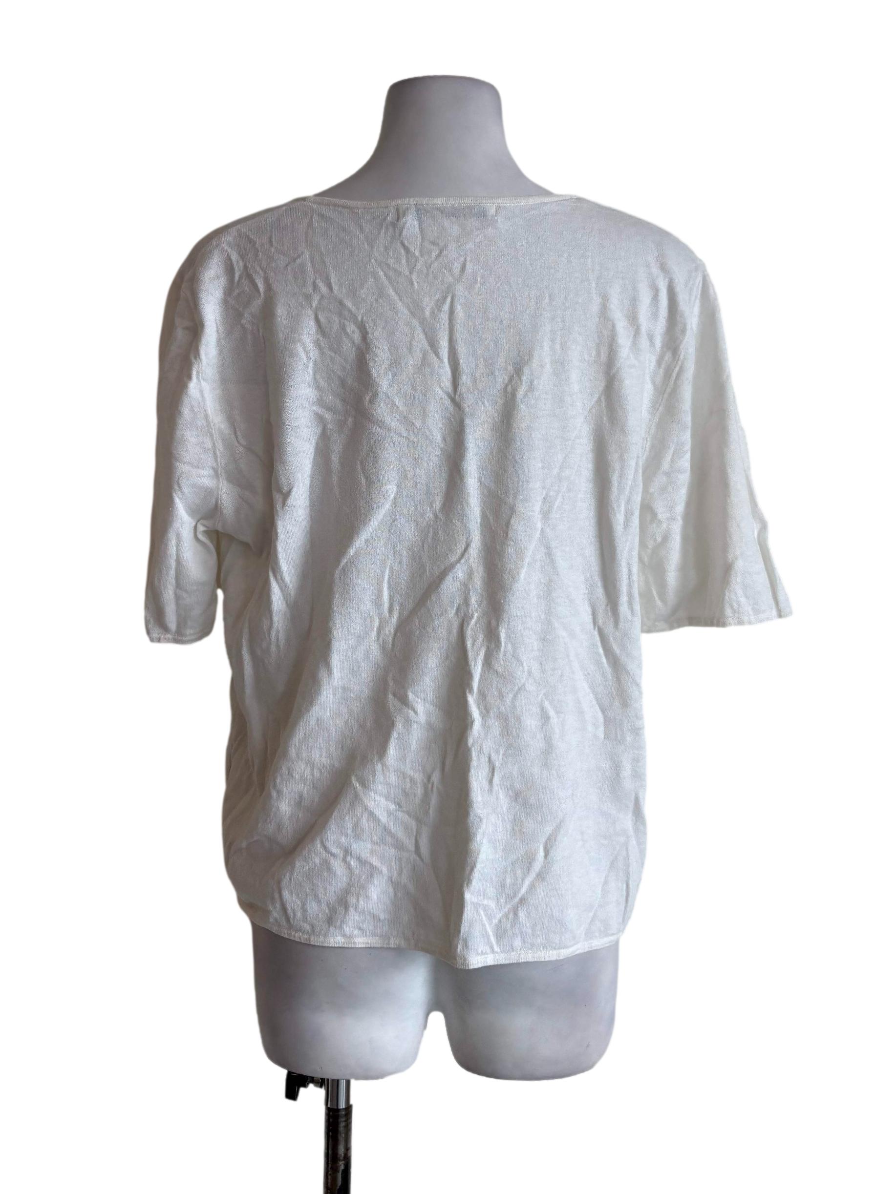 White Knitted Short Sleeves Top