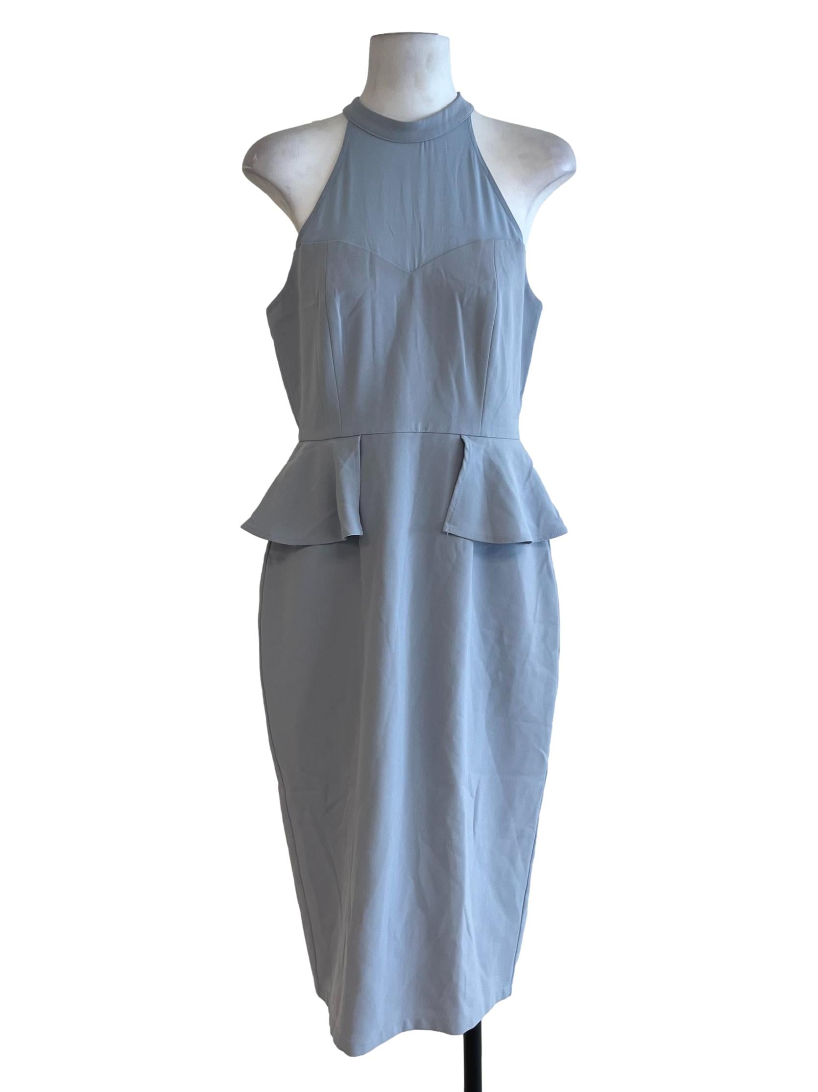 Sky Blue Halter Neckline A-Line Dress