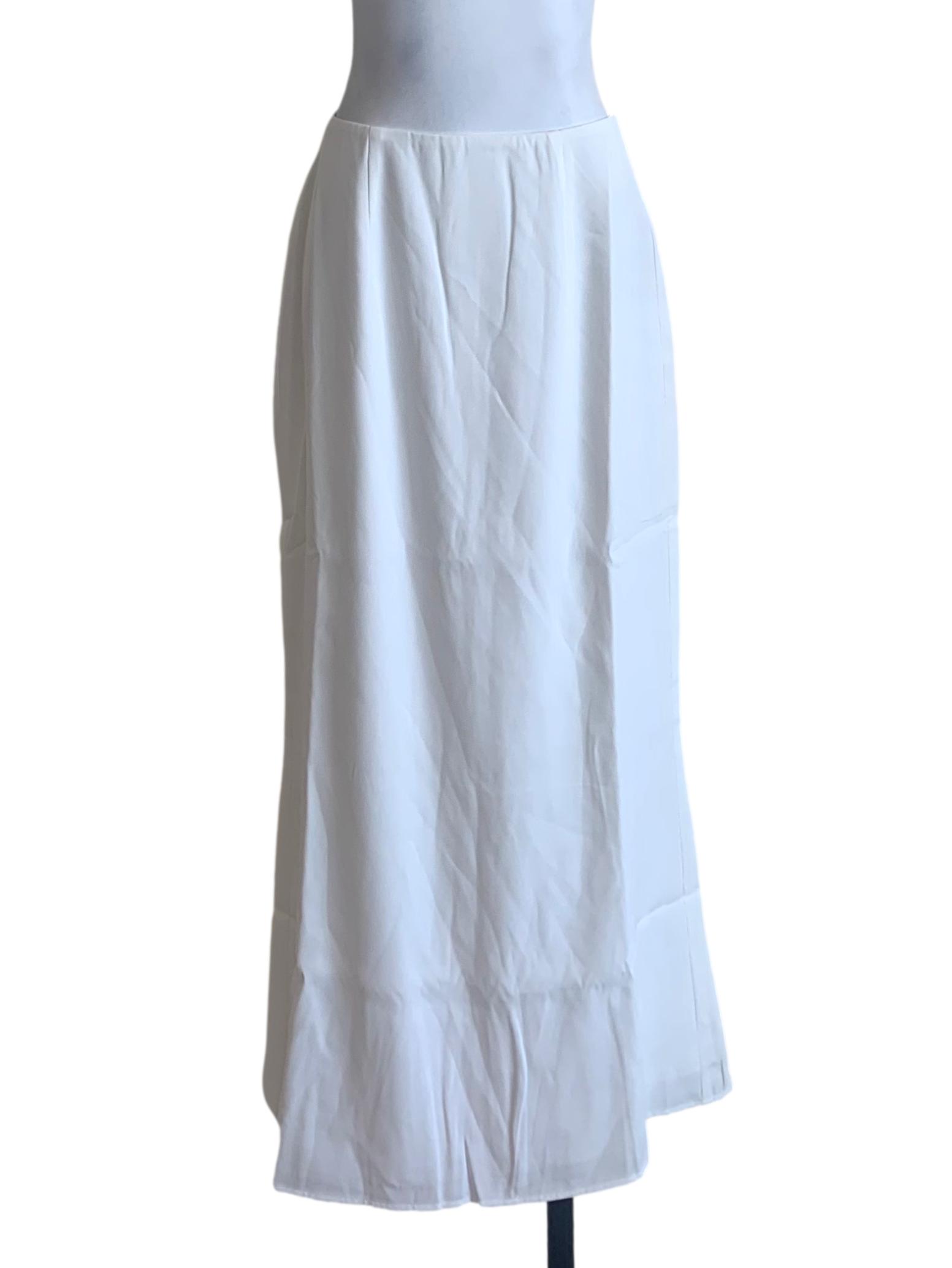 Chiffon White Bias Cut Skirt