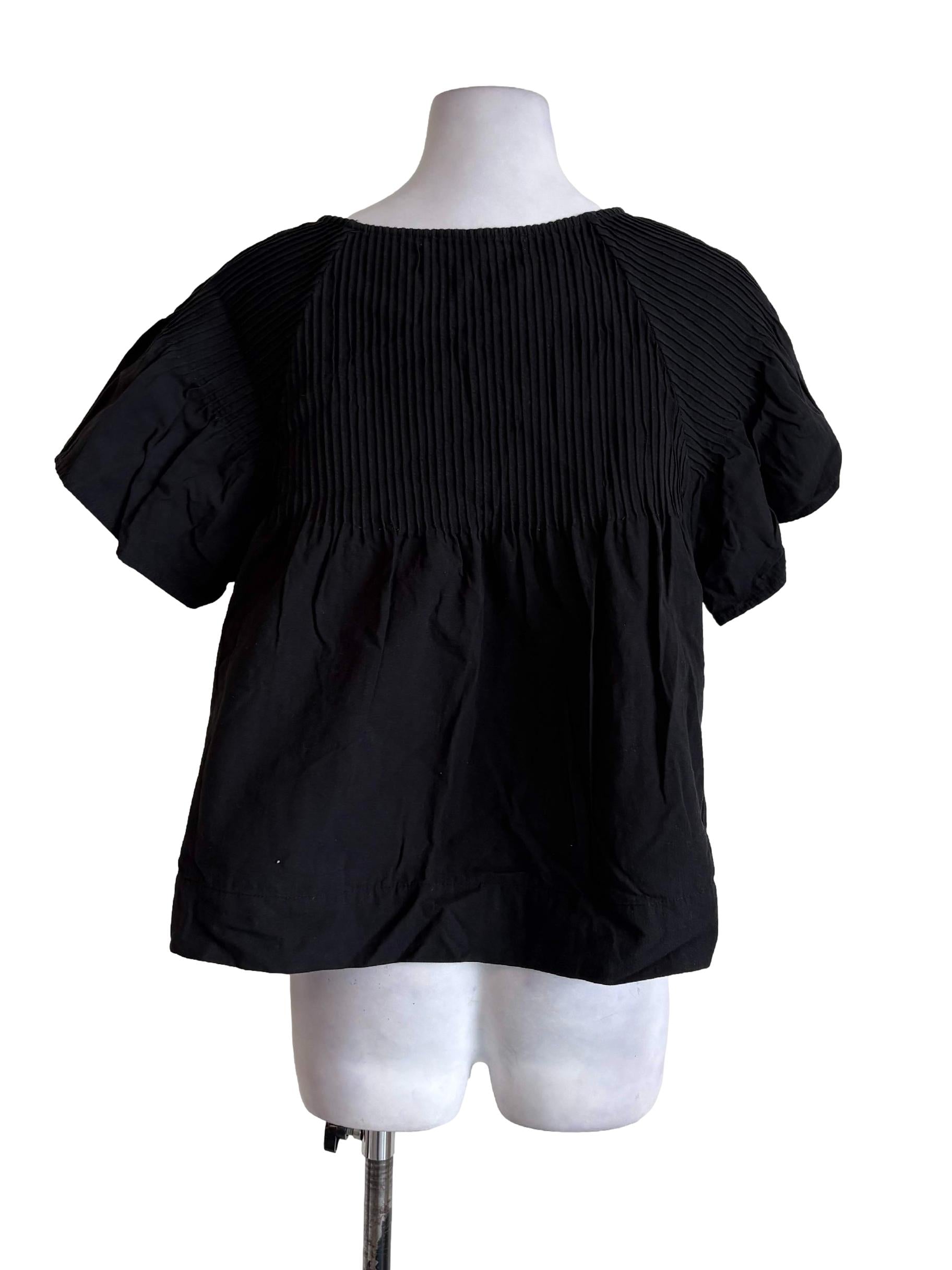 Black Pleated Boxy Top