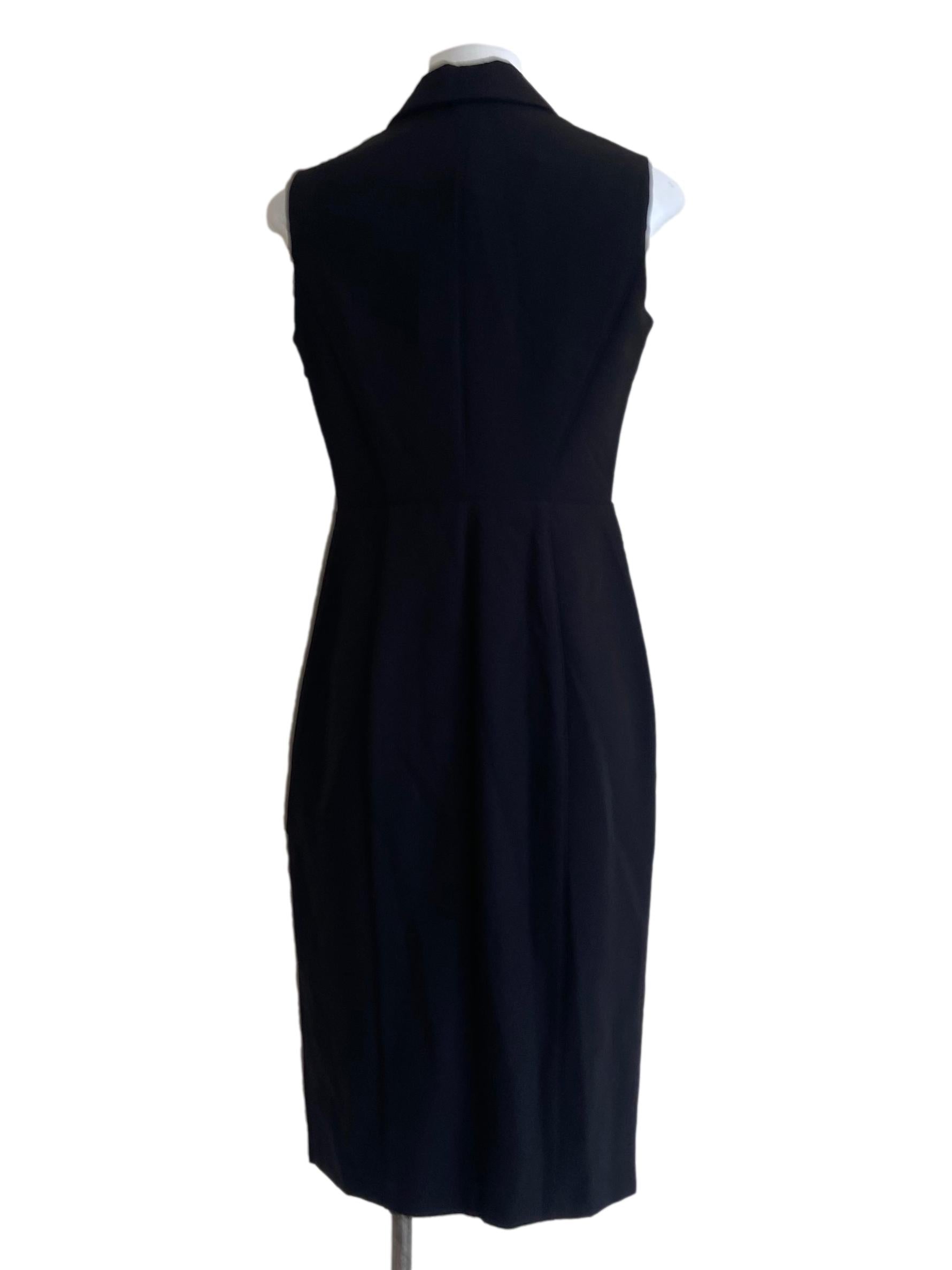 Black V Neck Twill Shift Dress