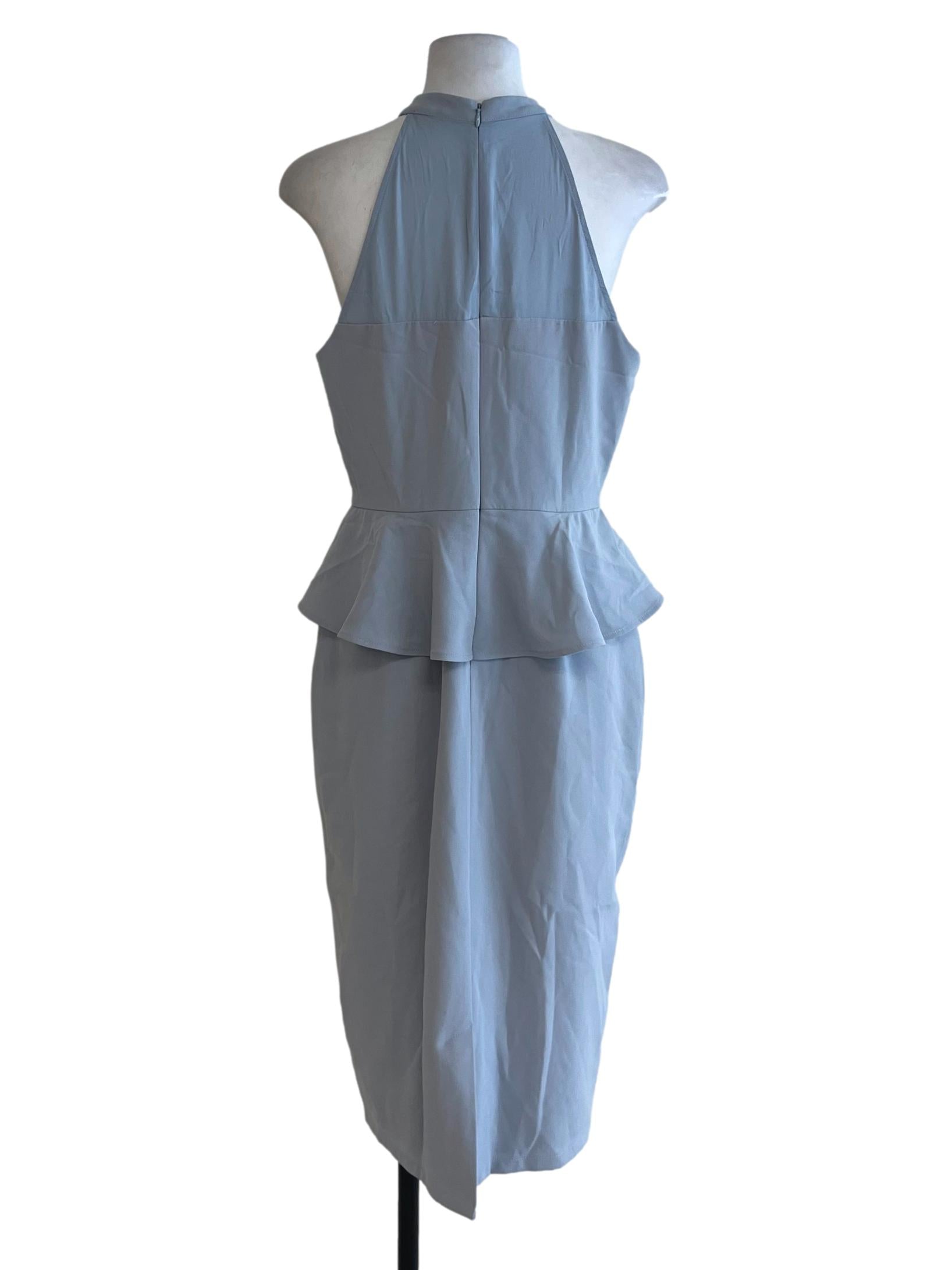 Sky Blue Halter Neckline A-Line Dress