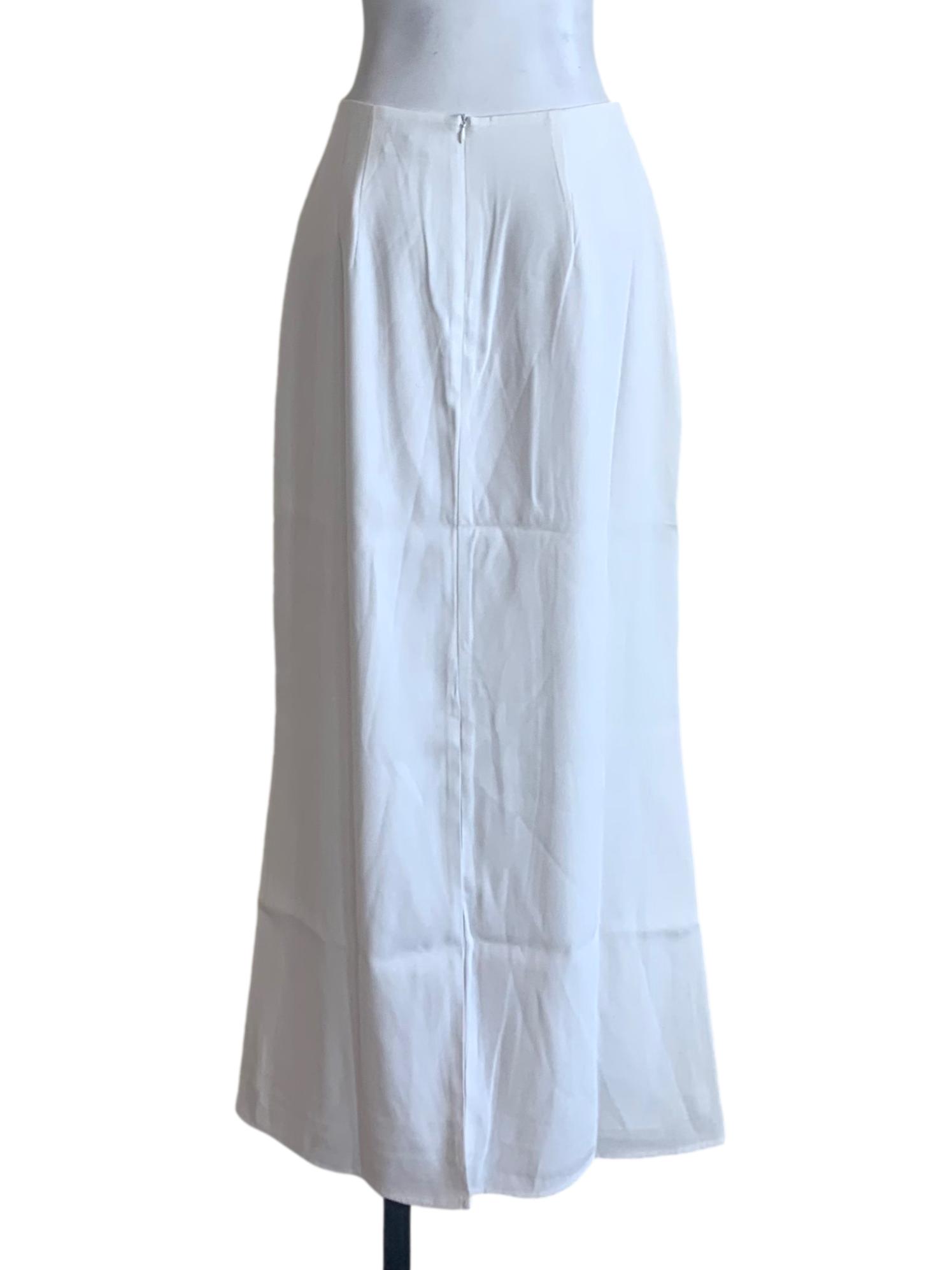 Chiffon White Bias Cut Skirt