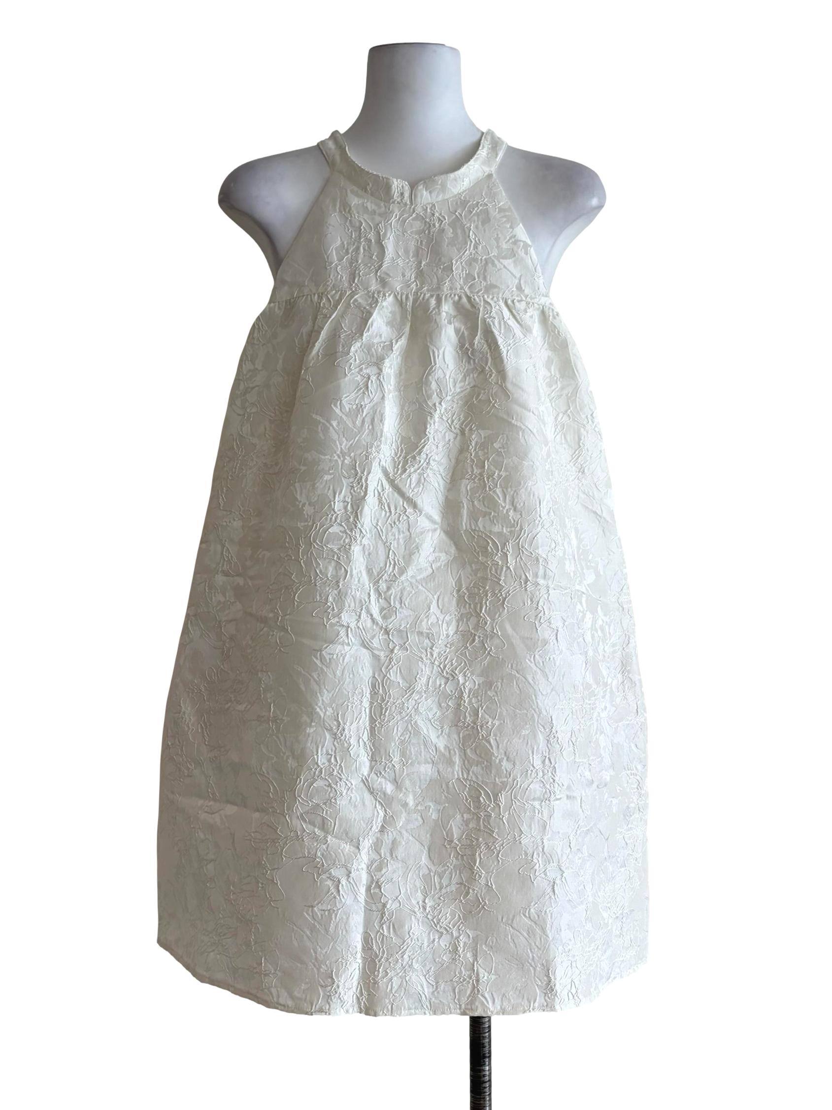 Dove White Floral Textured Mini Dress
