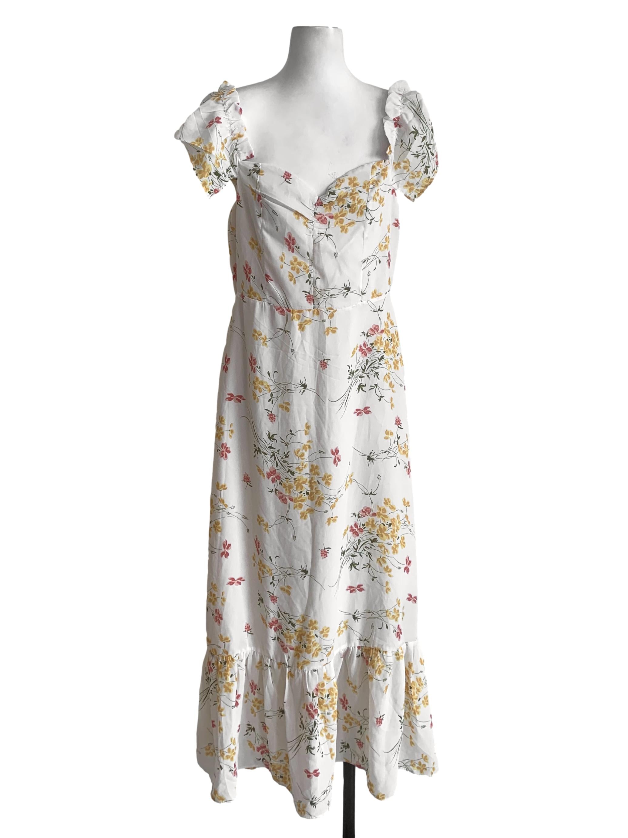 Yellow Floral Pattern Dress