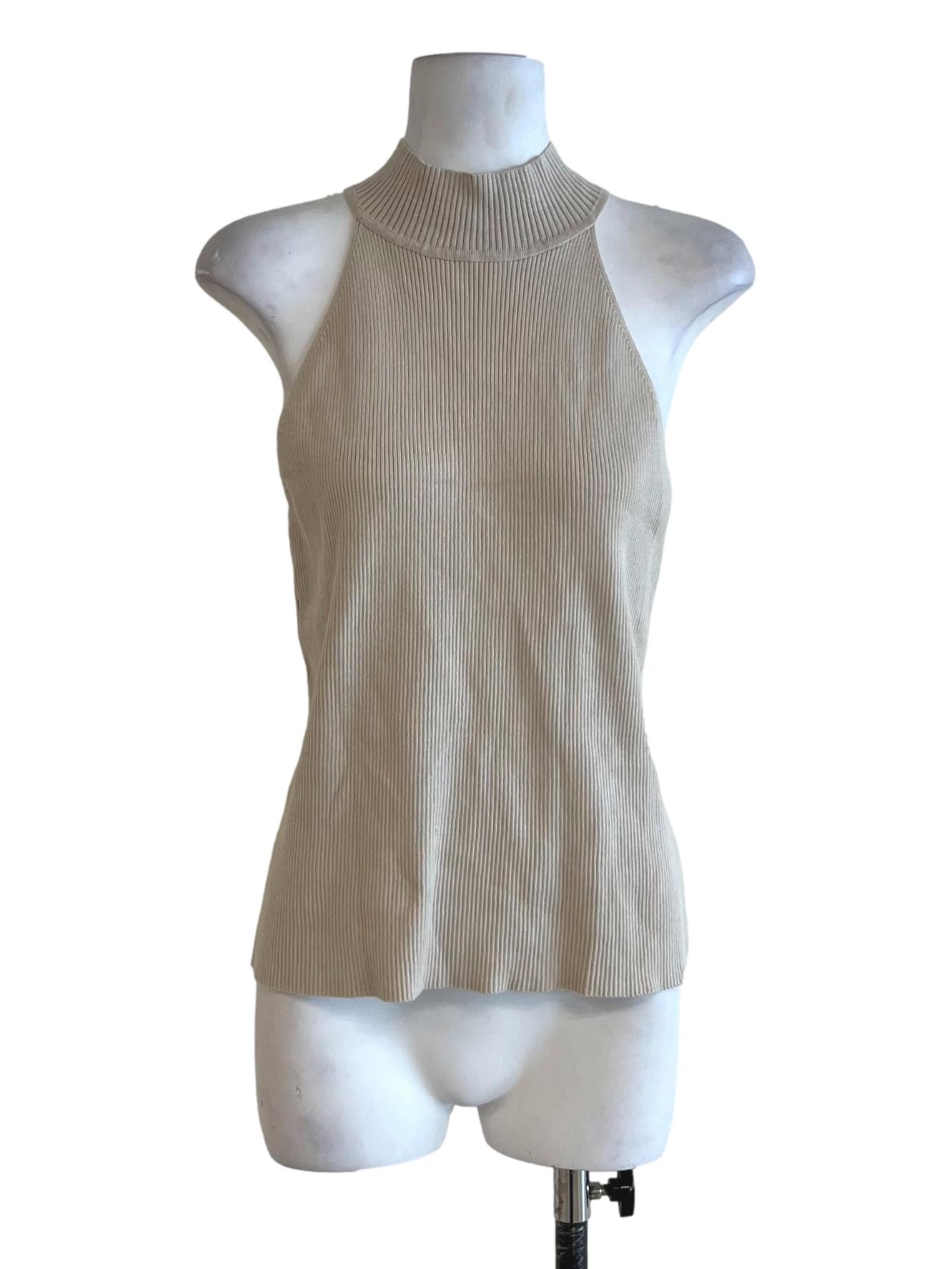 Beige Bengal Stripe Sleeveless Top