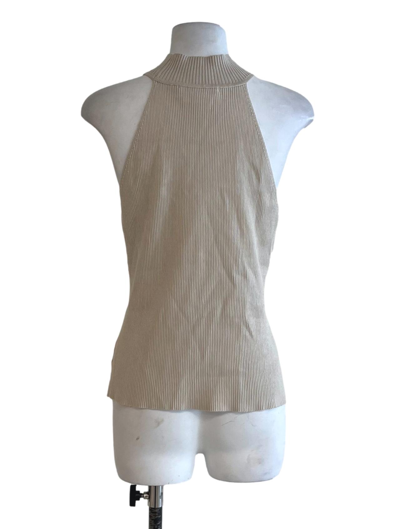 Beige Bengal Stripe Sleeveless Top