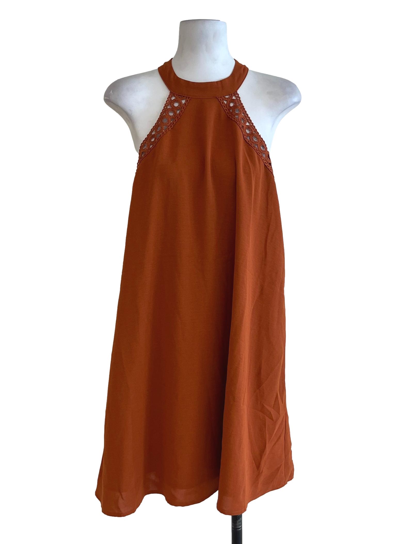 Fire Orange Halter Neckline Dress