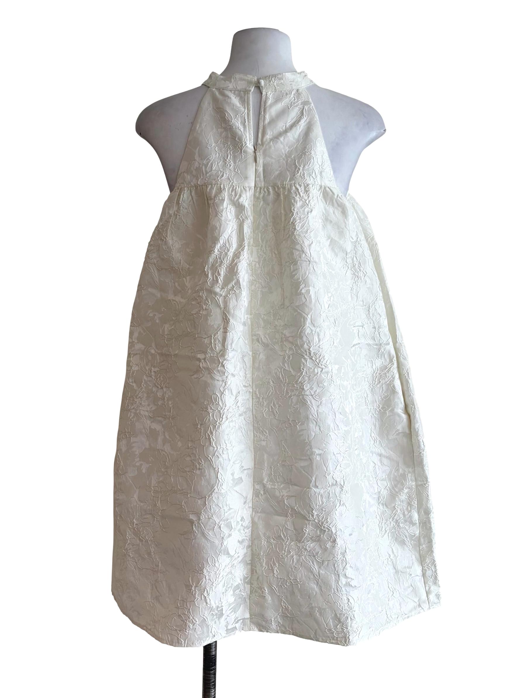 Dove White Floral Textured Mini Dress