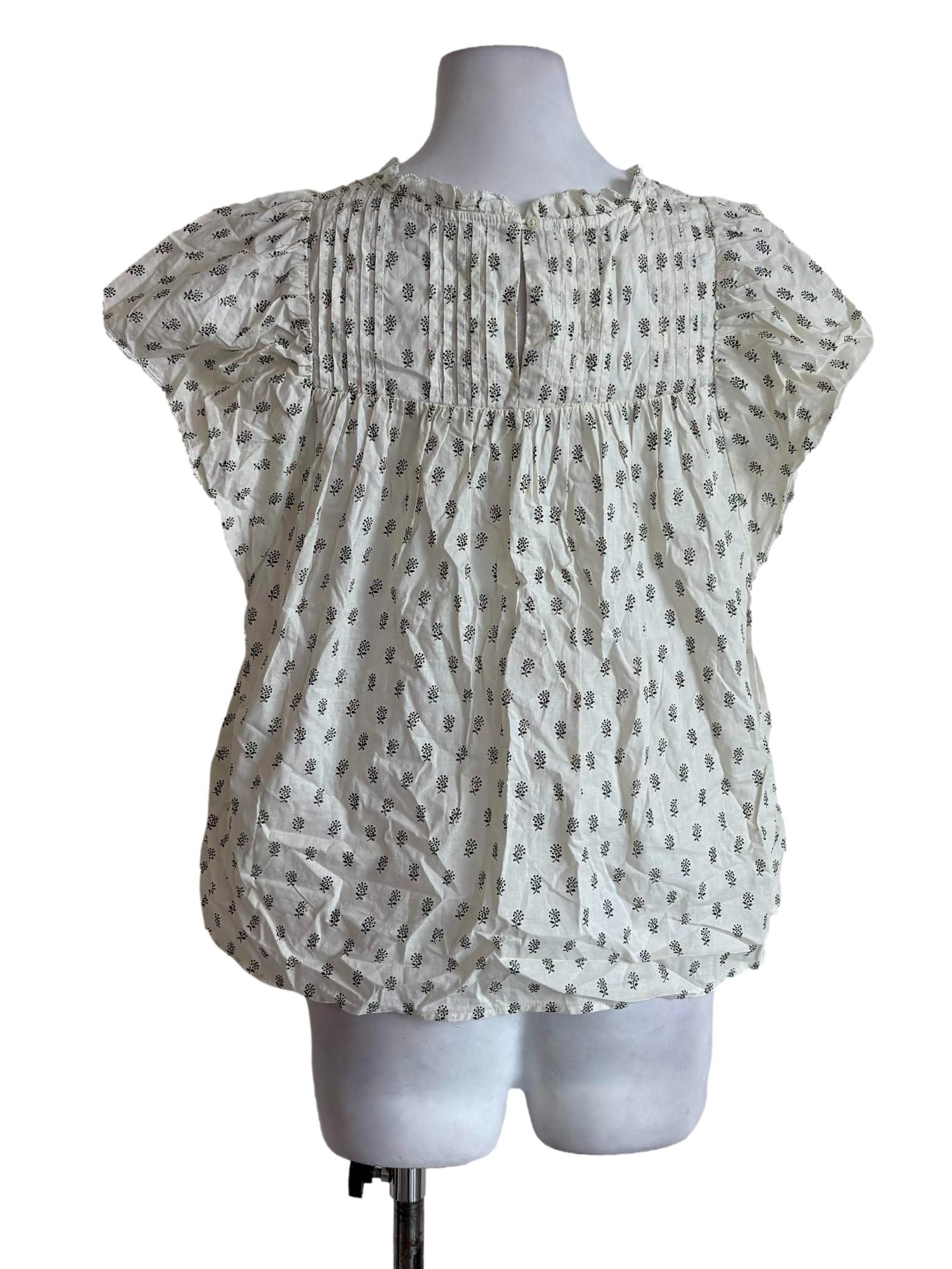 White Pleated Floral Empire Top