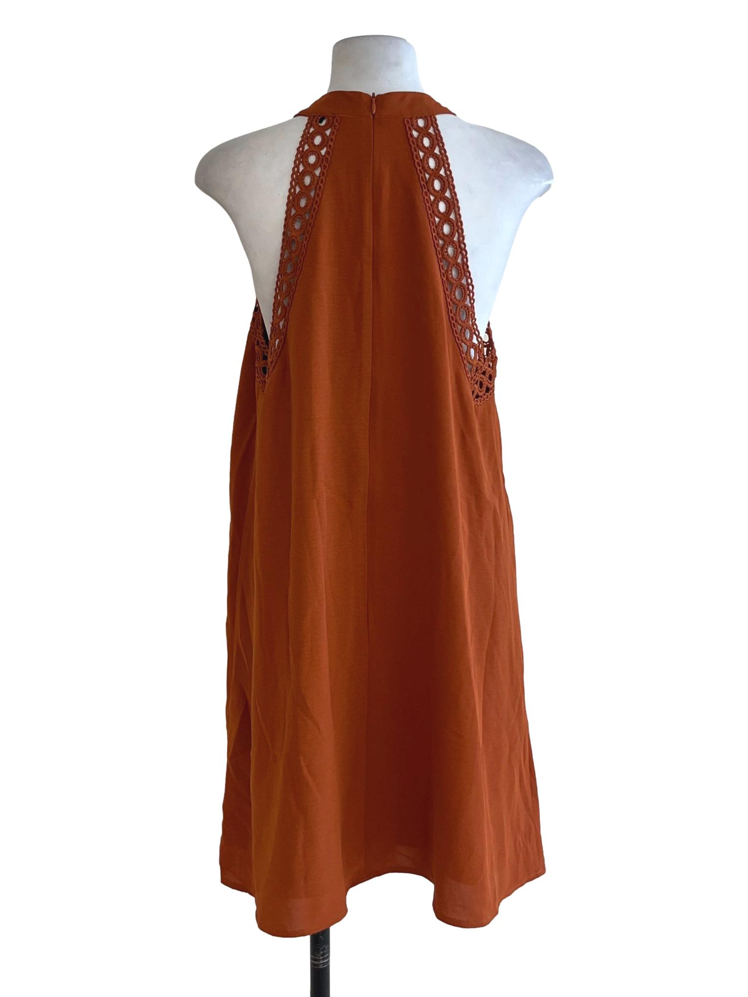 Fire Orange Halter Neckline Dress