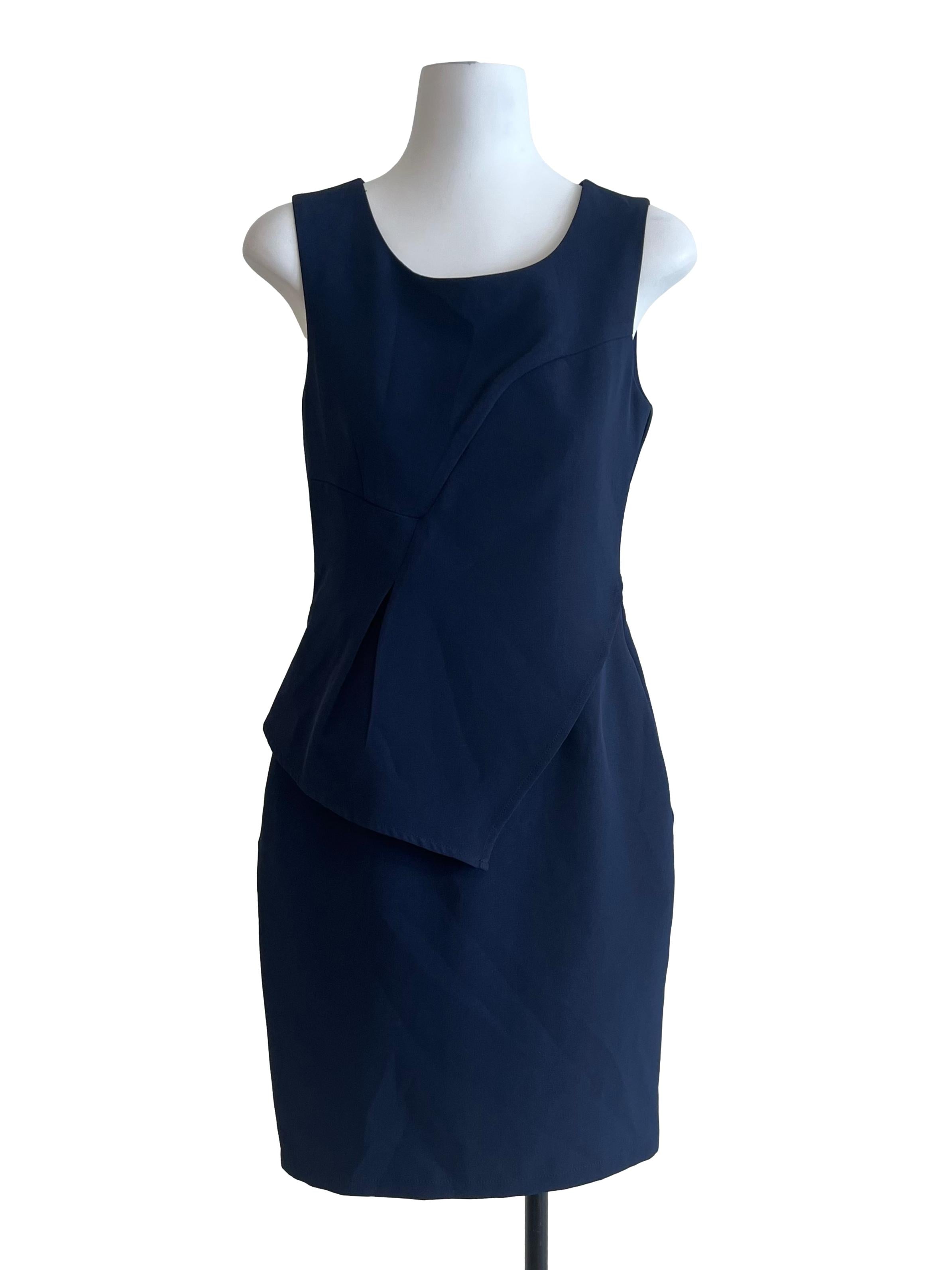 Navy Blue Panel Sheath Dress