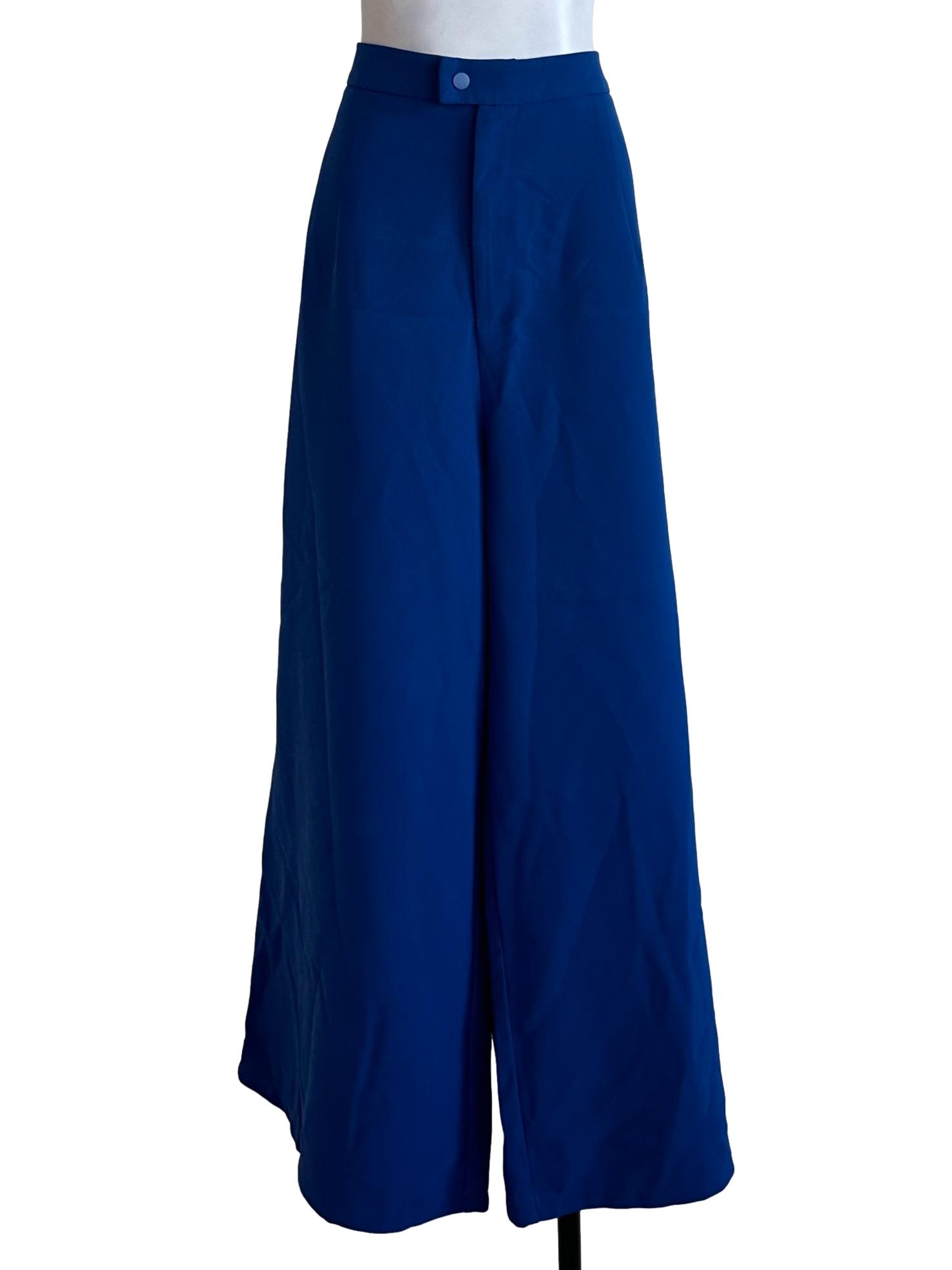Indigo Blue High Waist Straight Pants