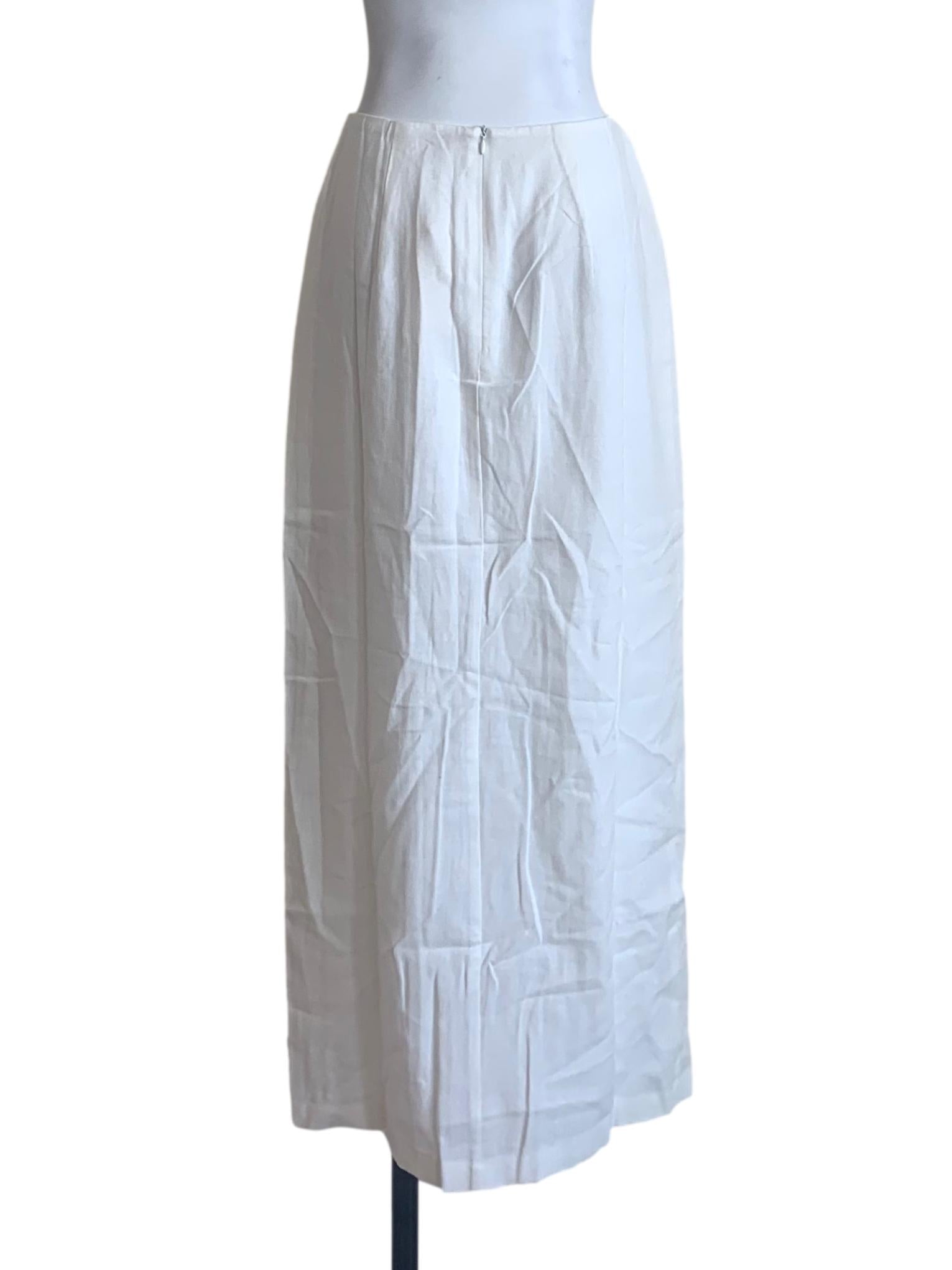 Cotton White Front Slit Skirt