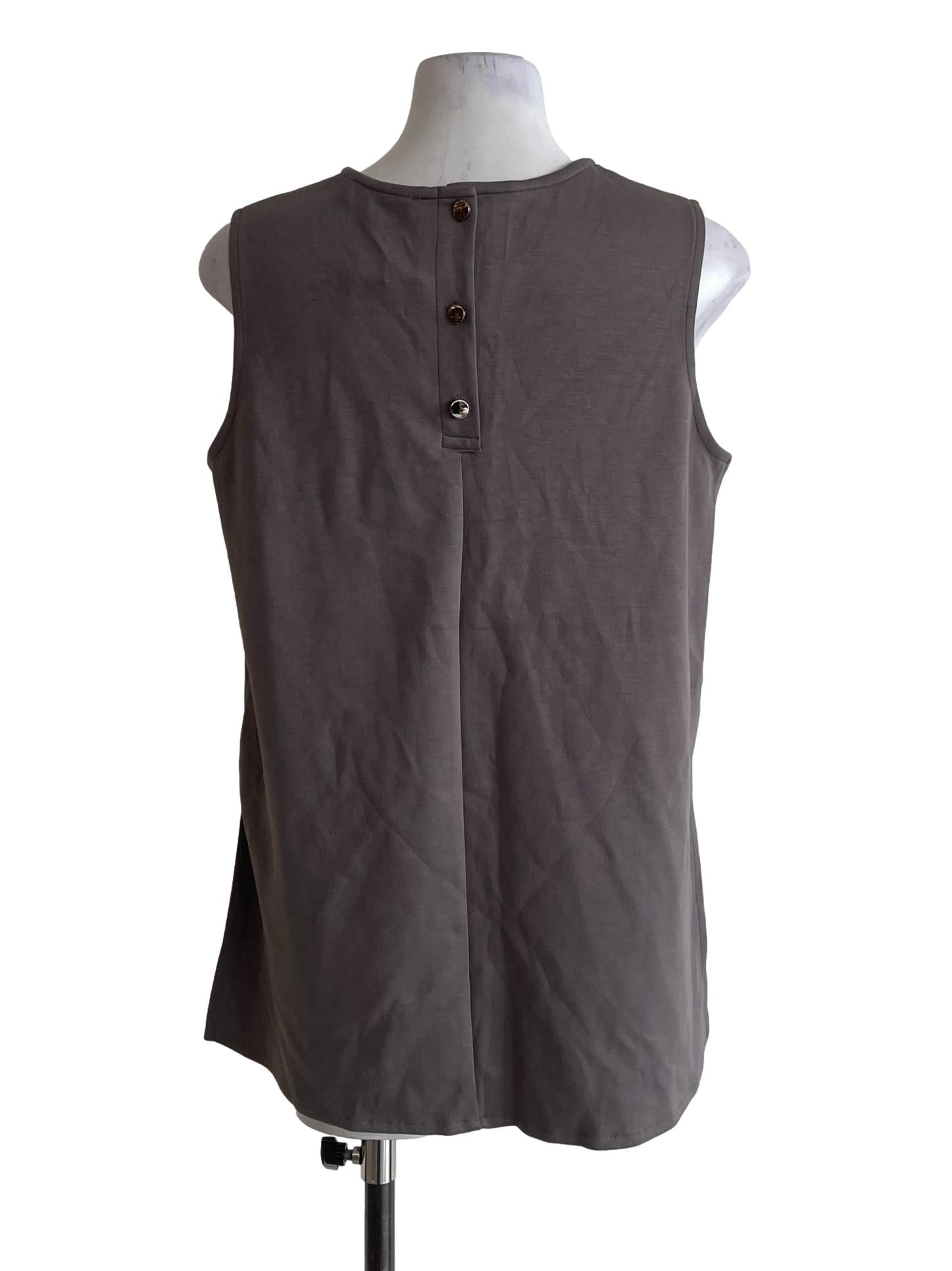 Grey Round Neck Sleeveless Top