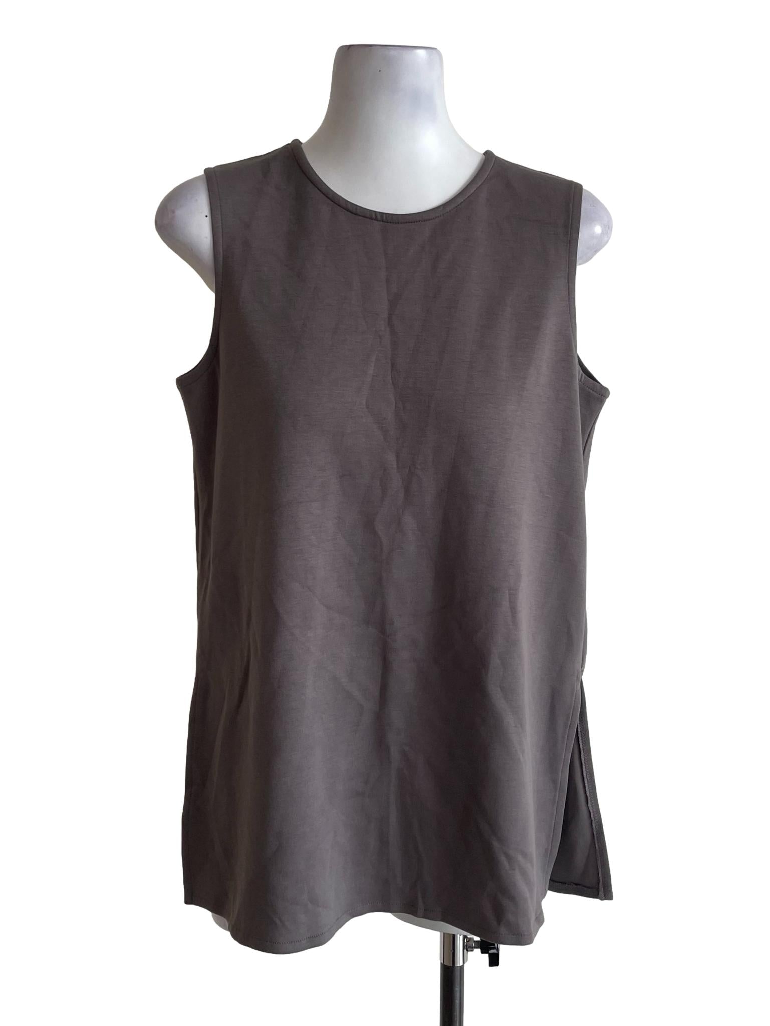 Grey Round Neck Sleeveless Top