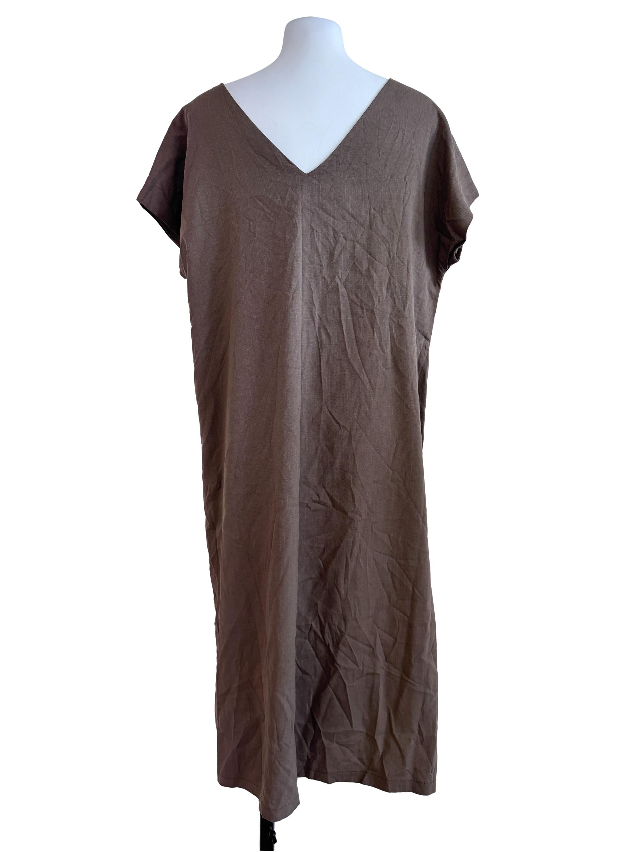 Moss Green V Neck Dress