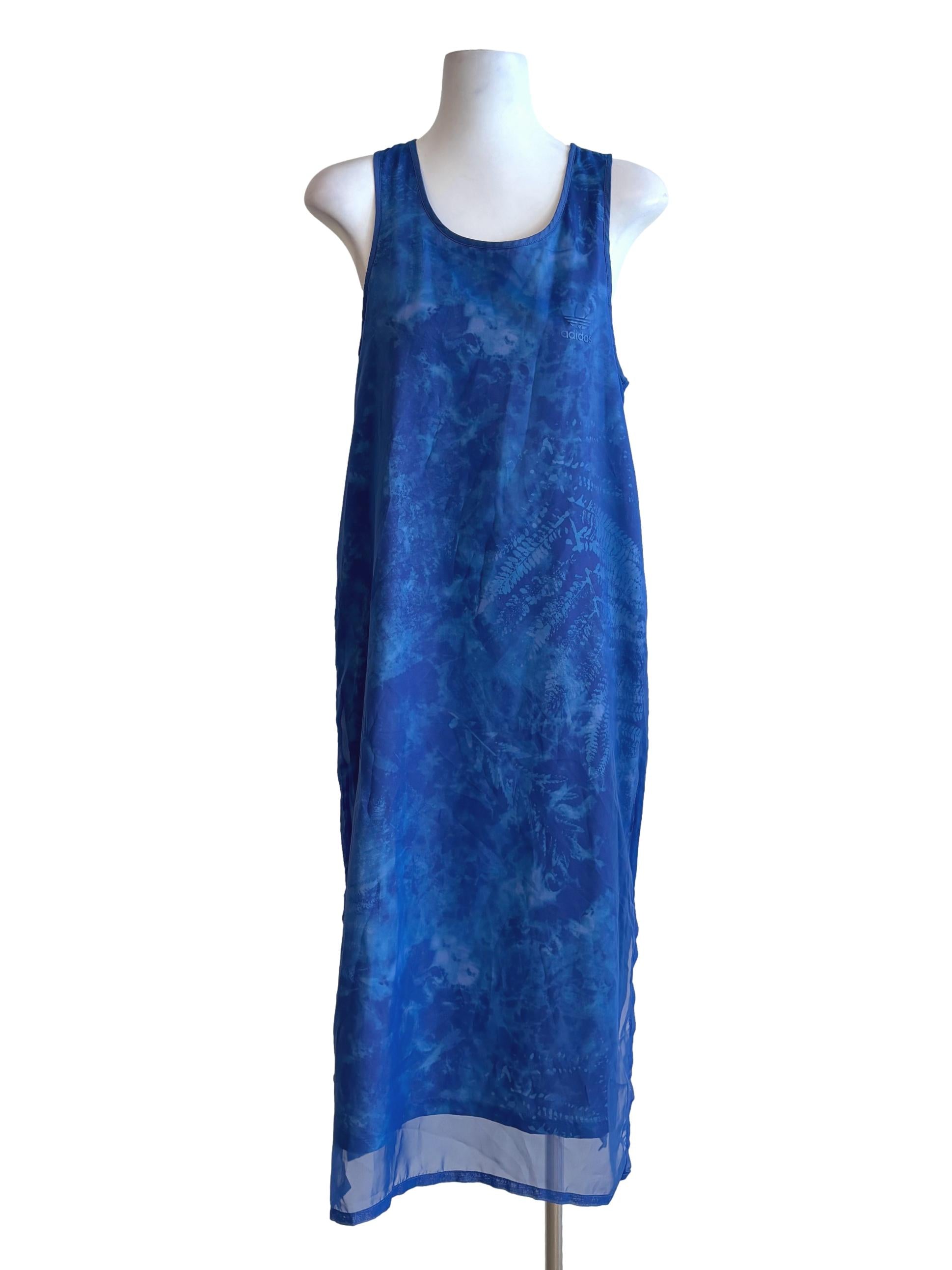 Ocean Blue Patterned Sleeveless Dress