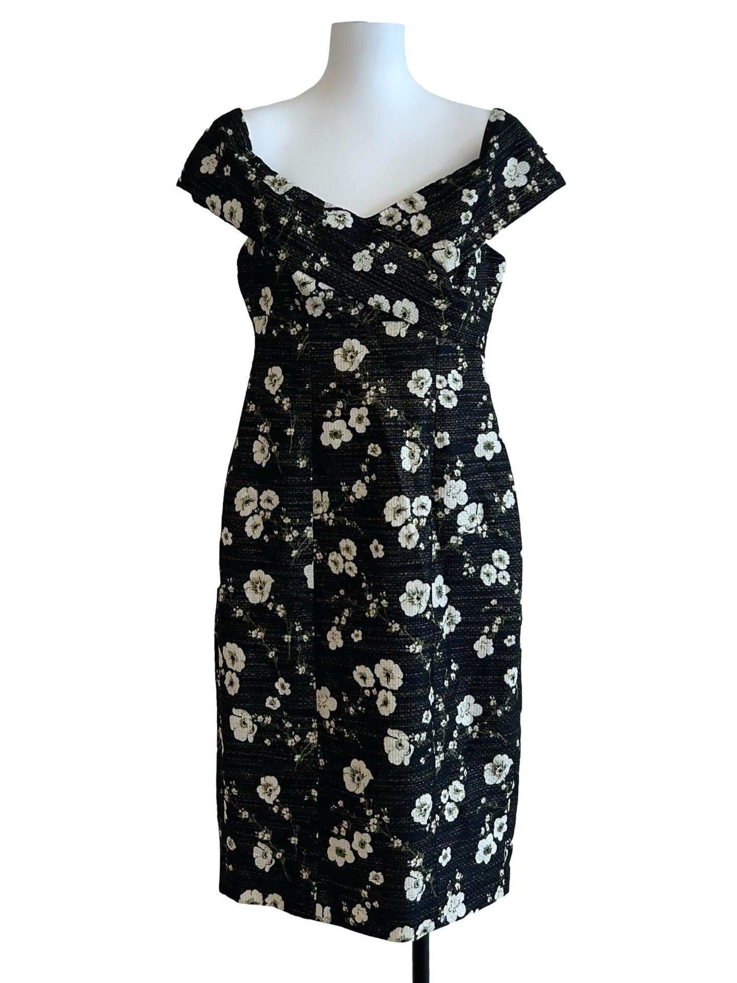 Soft Black And Green Floral Dress