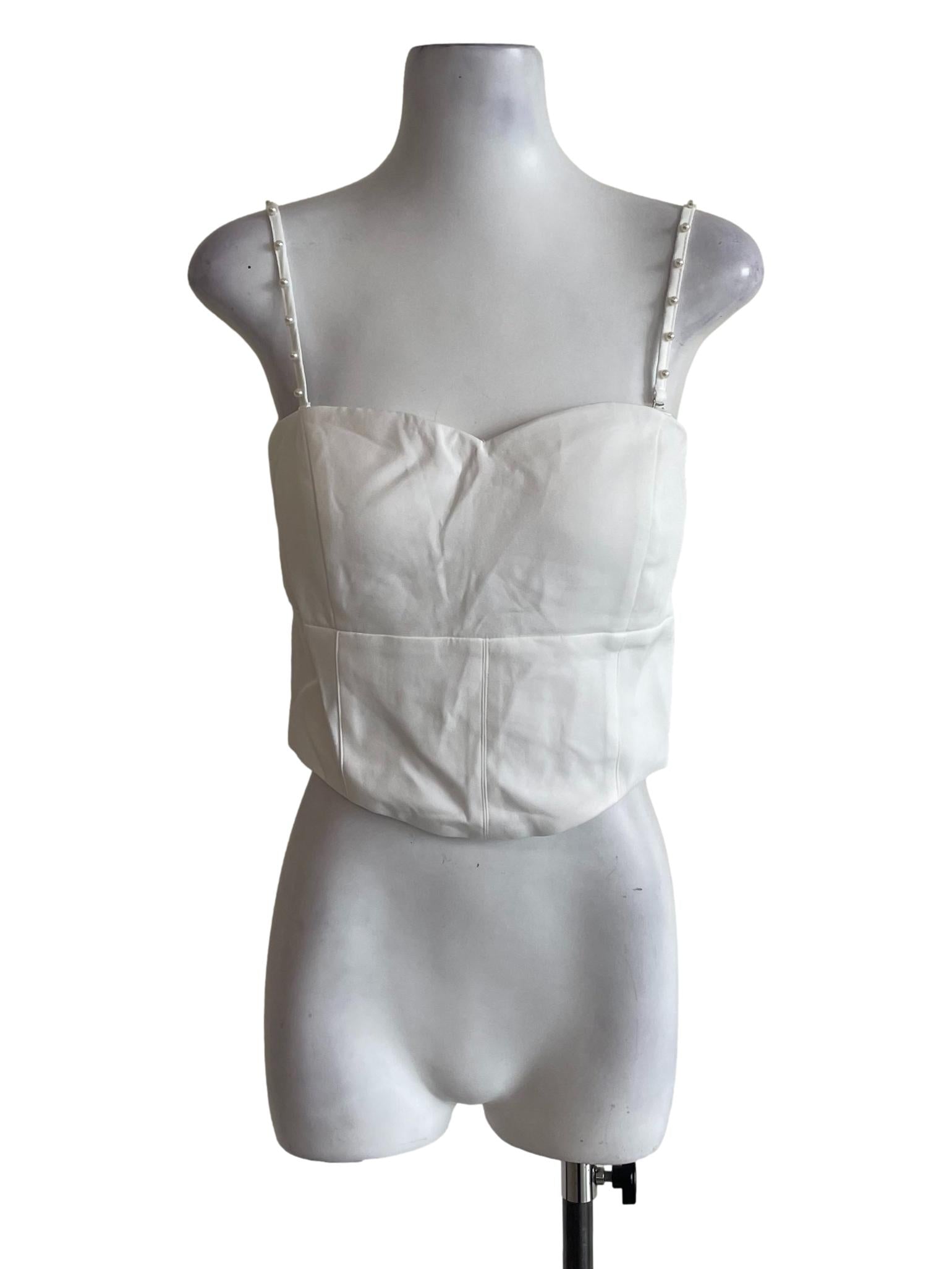 White Spaghetti Strap Crop Top