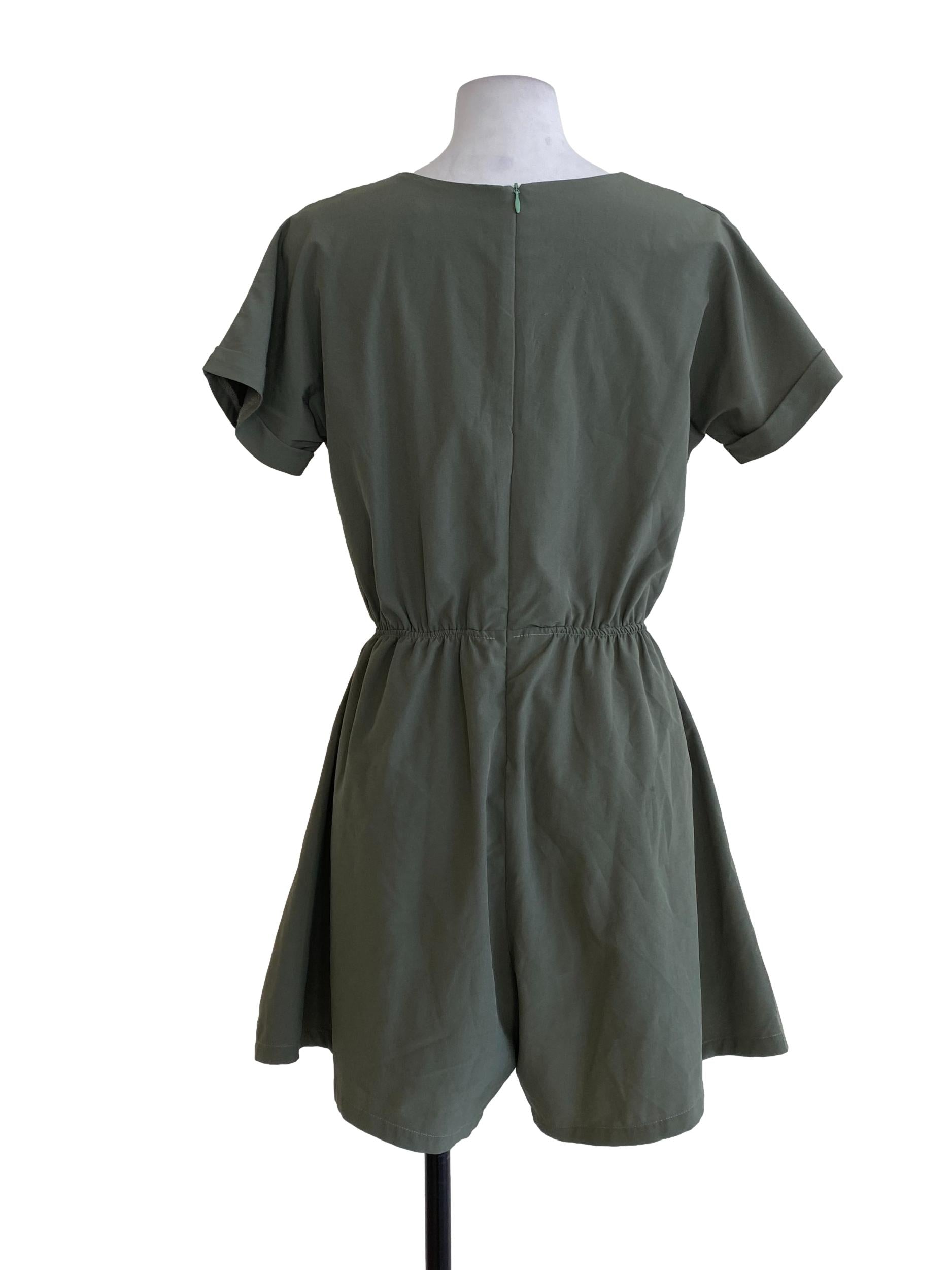 Green V Neck Rompers