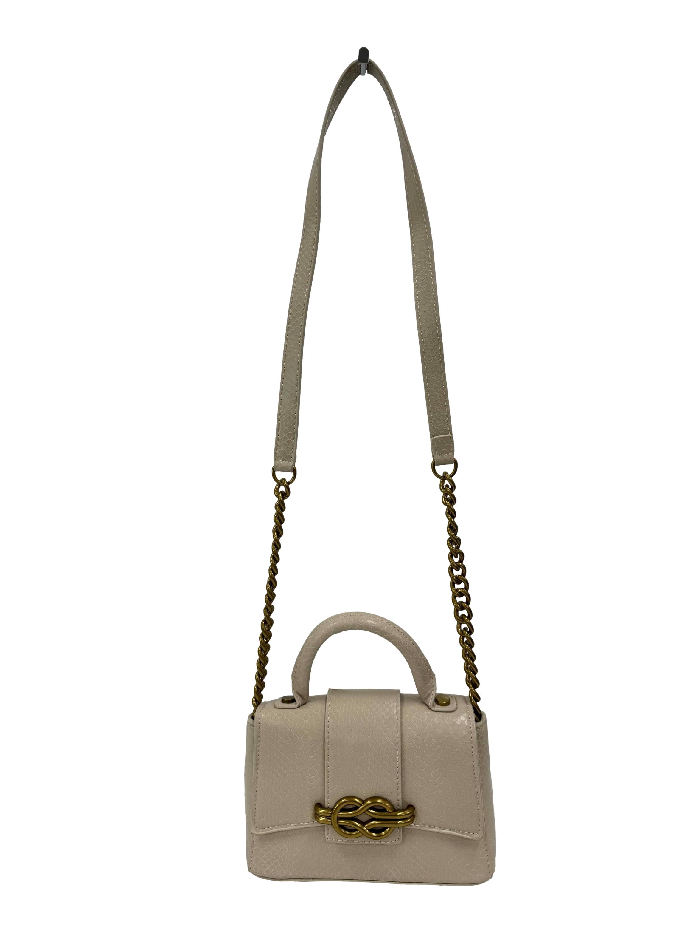 Nude City Bag With Metal Buckle