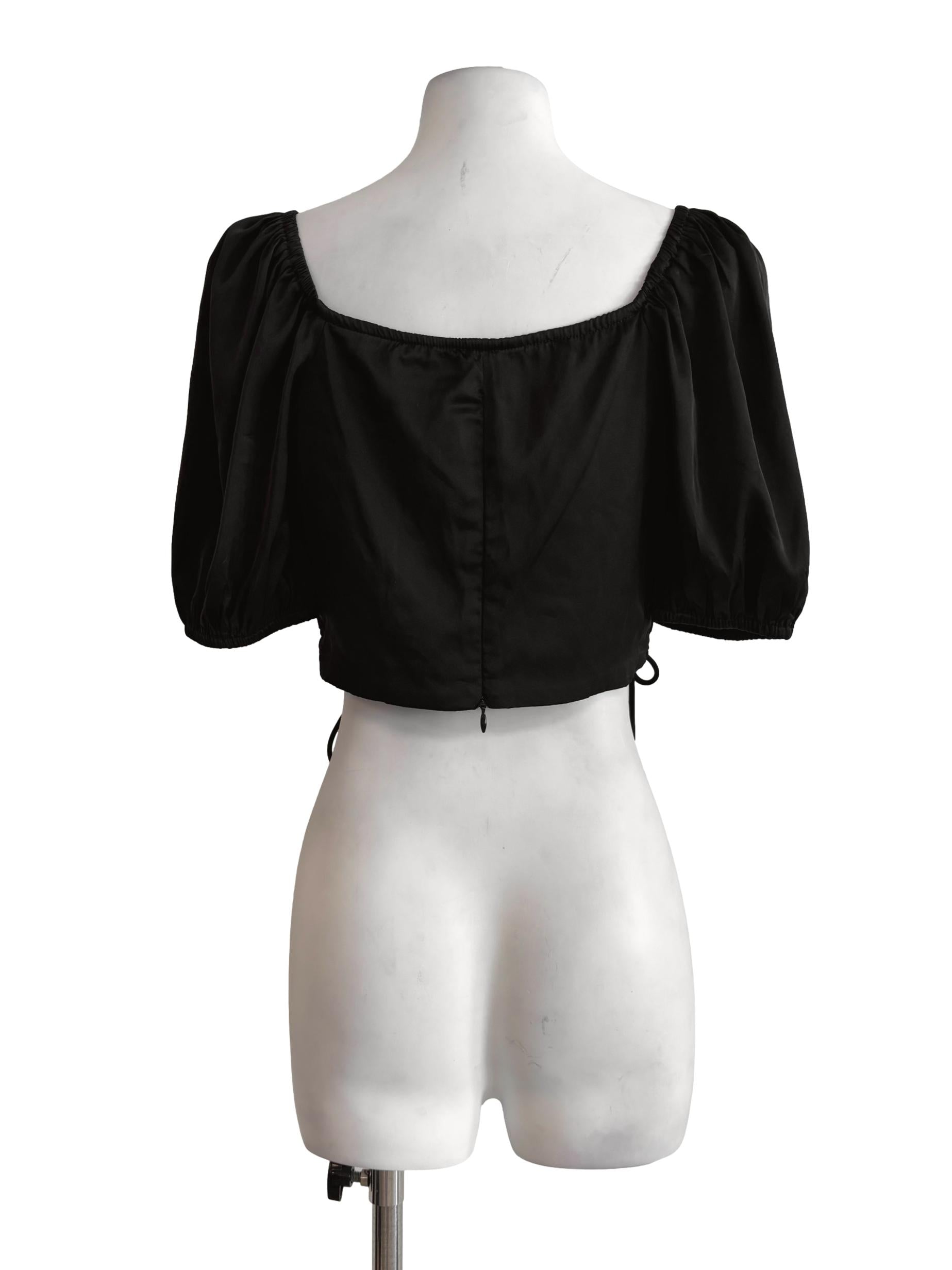 Satin Black Baby Doll Top