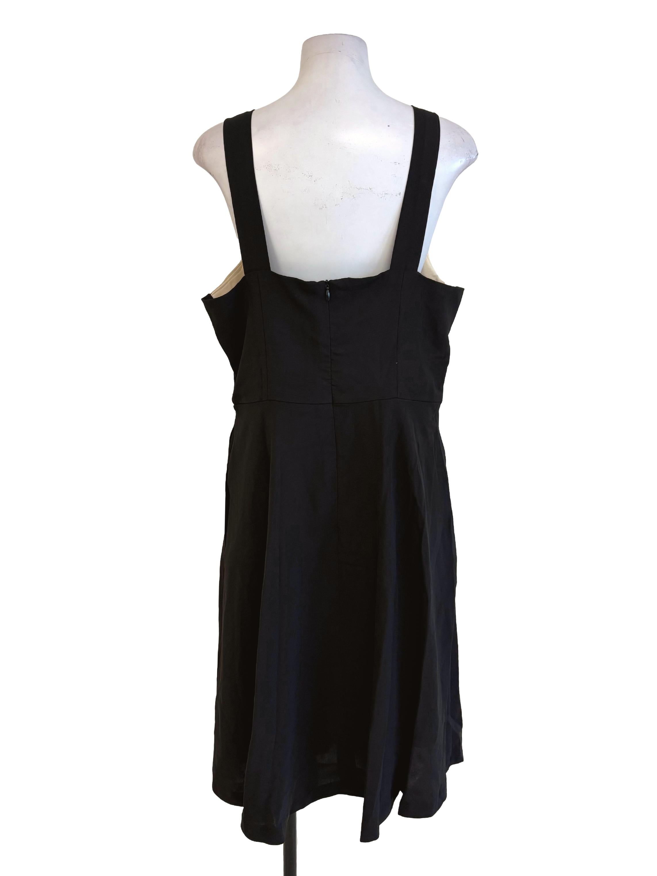 Black Nude A-Line Midi Dress