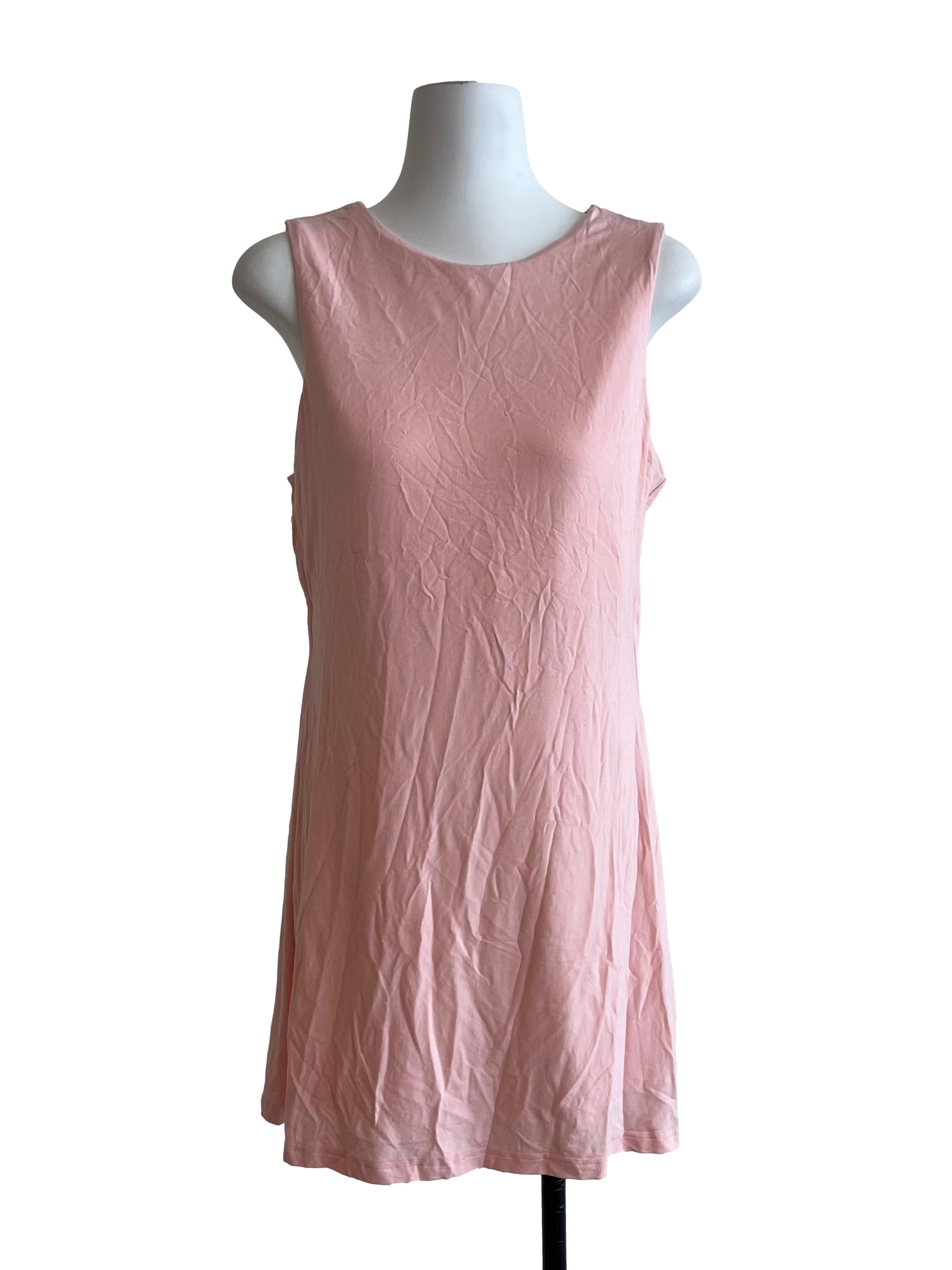 Baby Pink Round Neck Sleeveless Dress