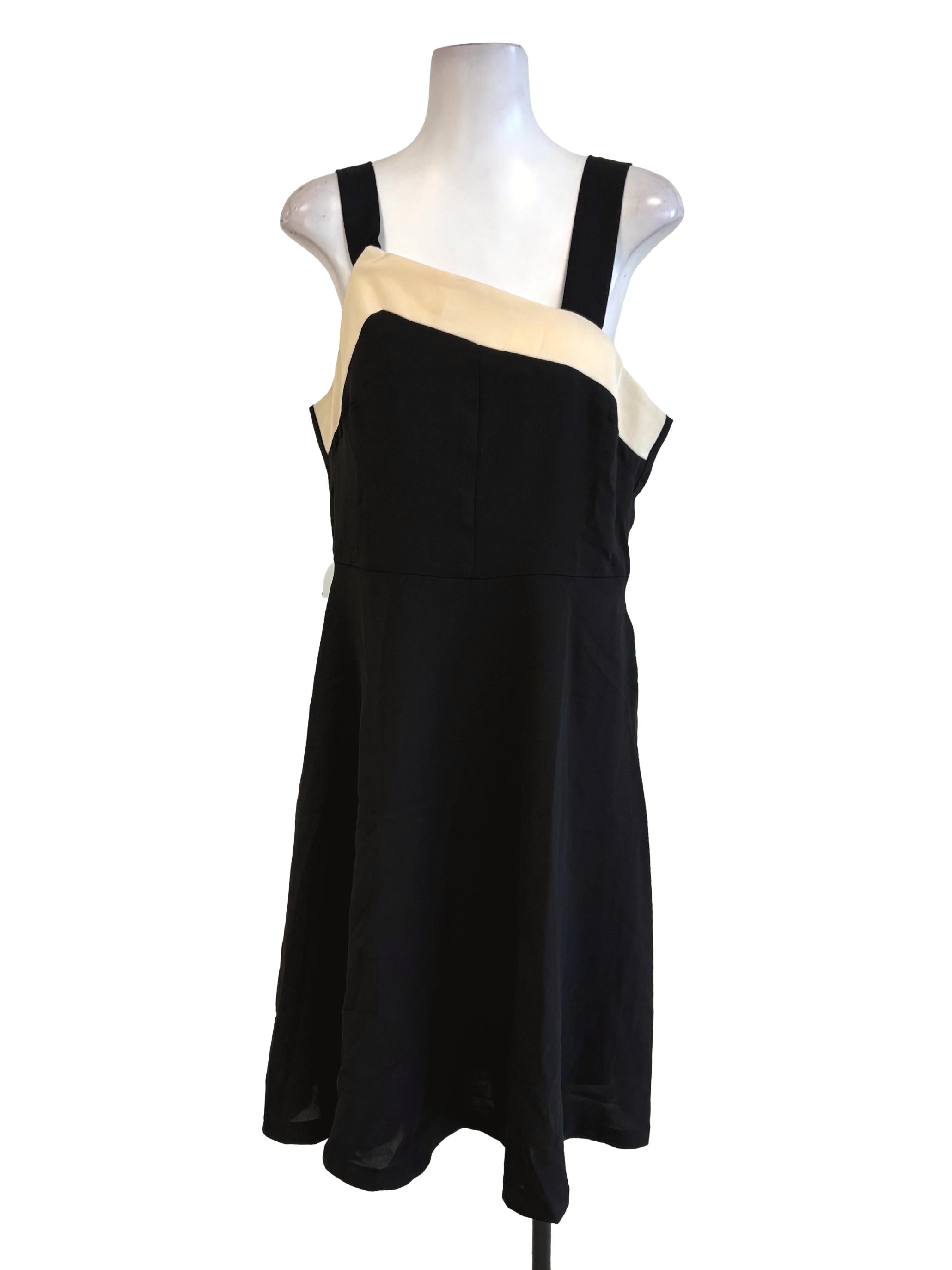 Black Nude A-Line Midi Dress