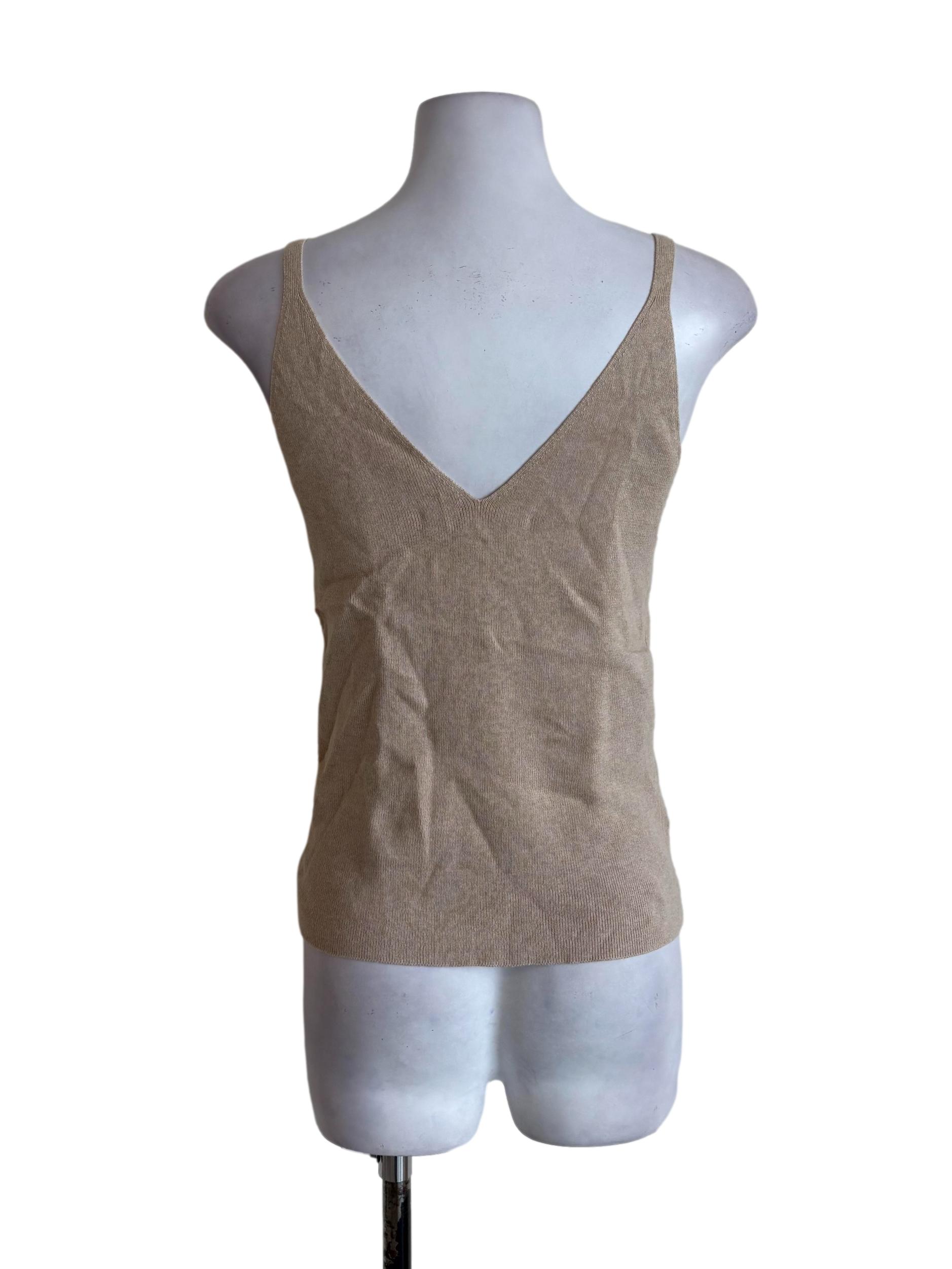 Tortilla Brown Knitted V Neck Tank Top