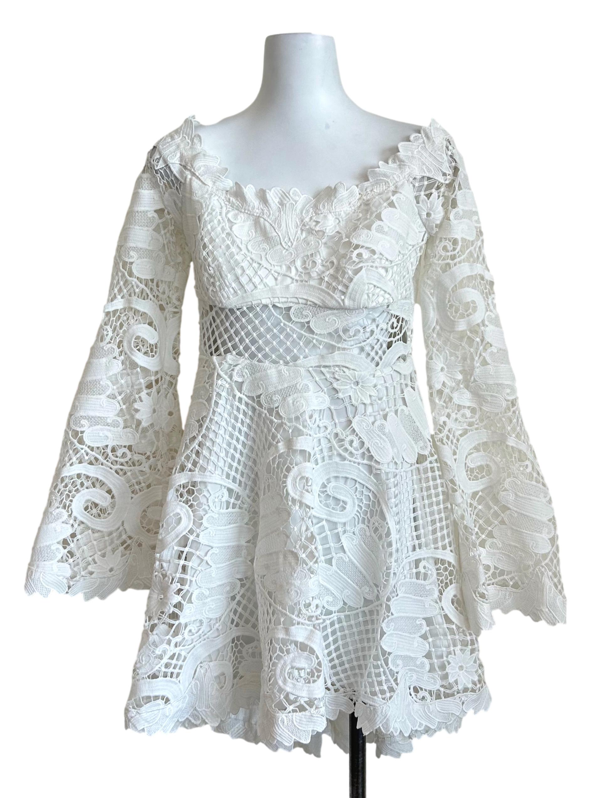 White Guipure Lace Bell Dress