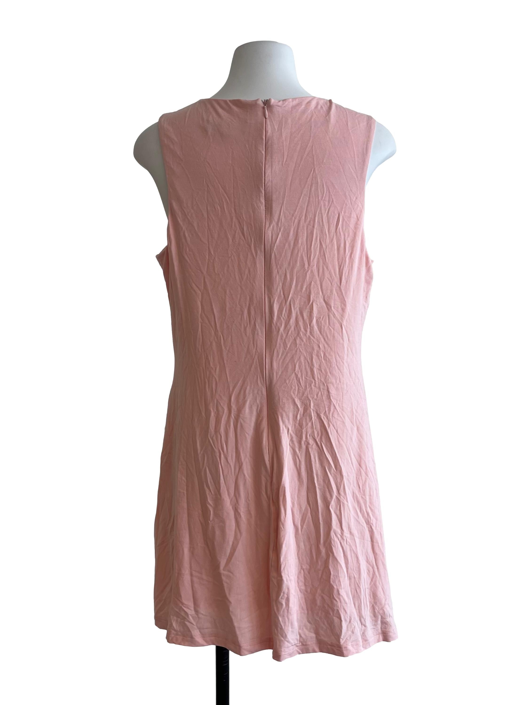 Baby Pink Round Neck Sleeveless Dress