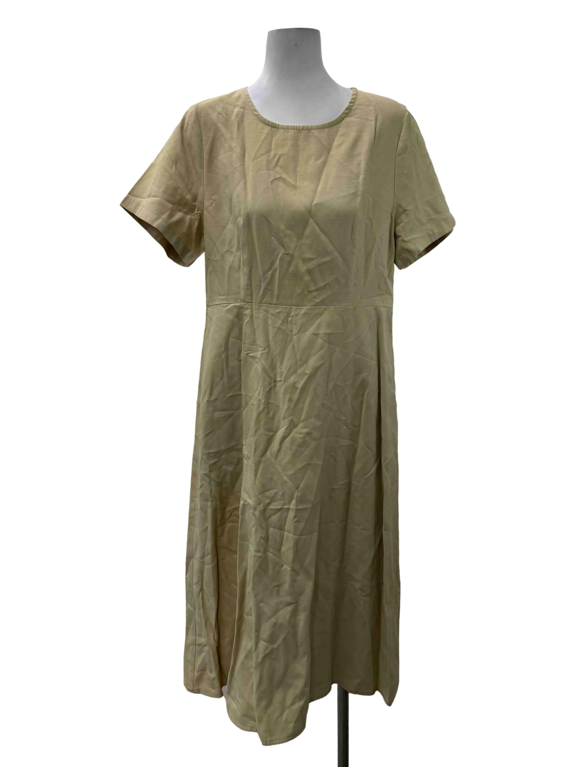 Pale Olive Round Neck Flare Dress