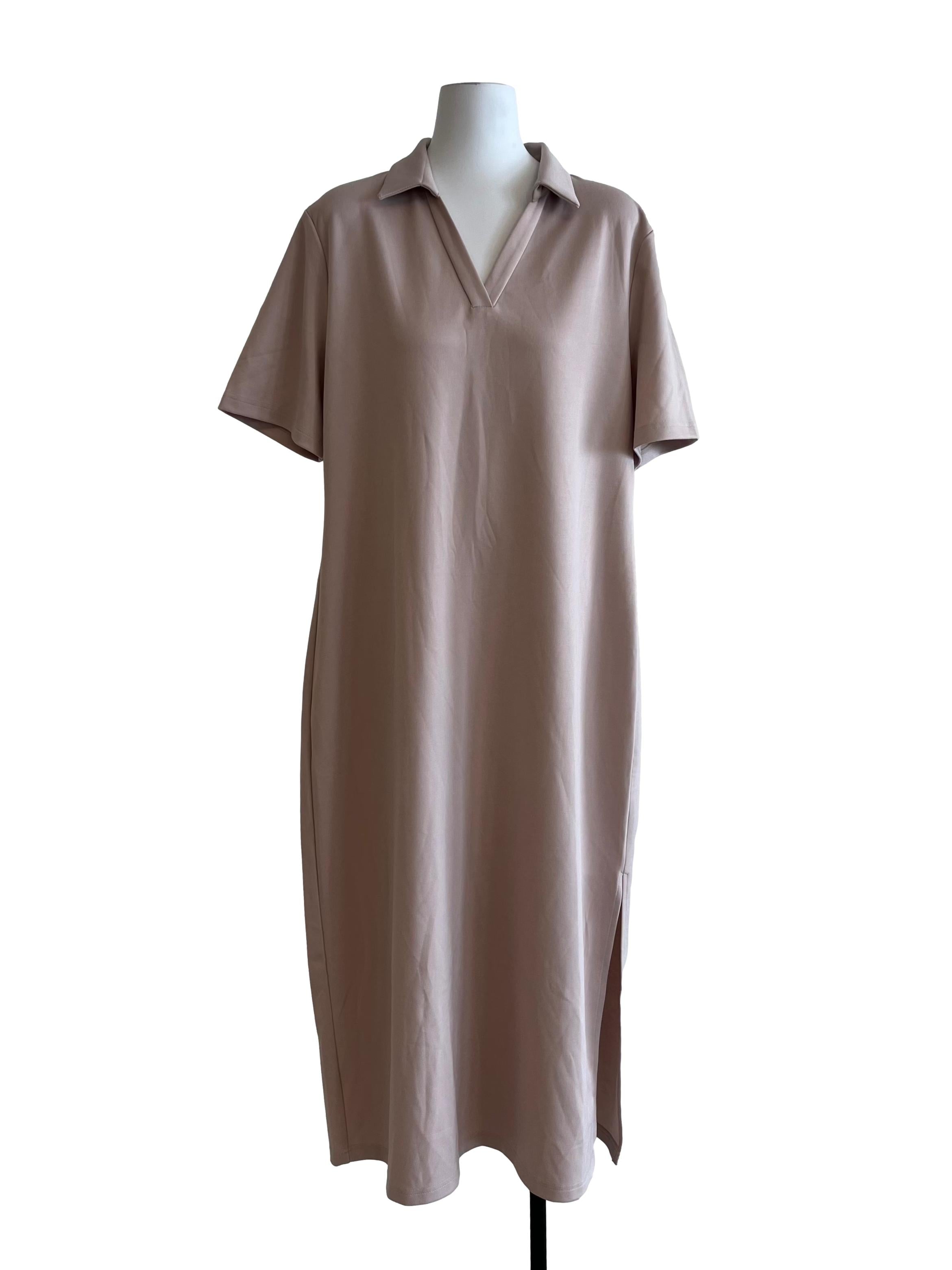 Sepia Beige Collared Dress