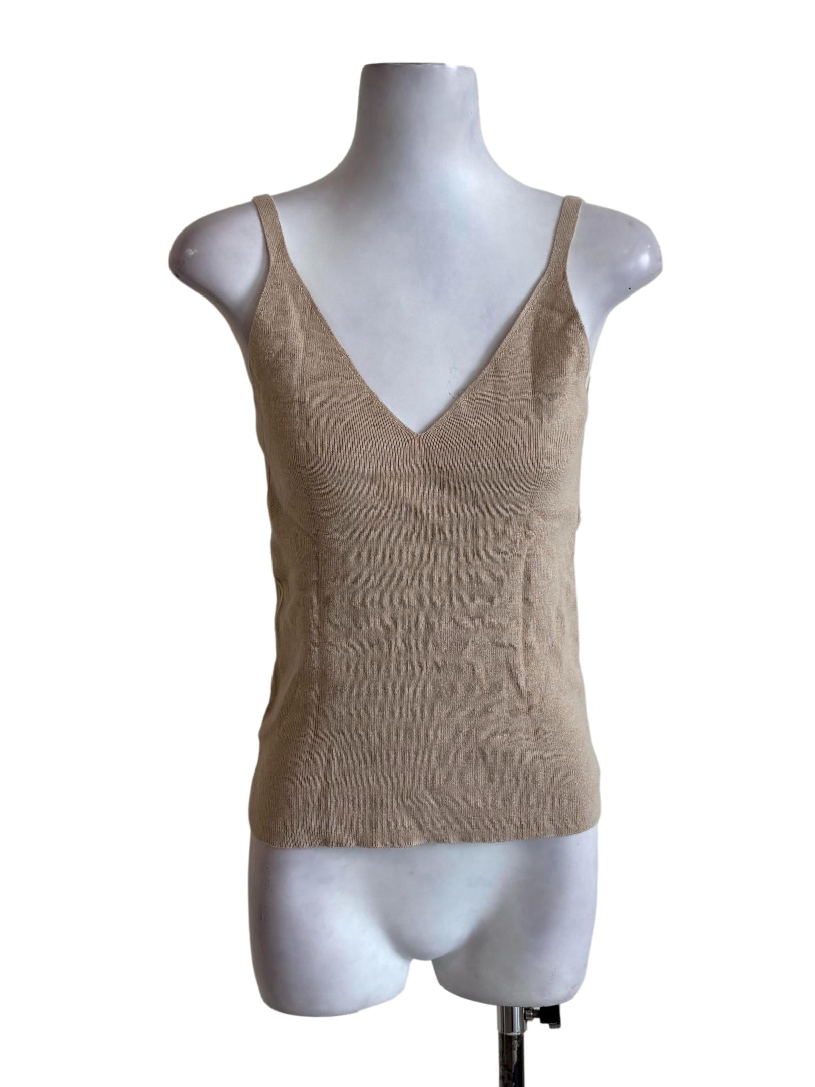 Tortilla Brown Knitted V Neck Tank Top