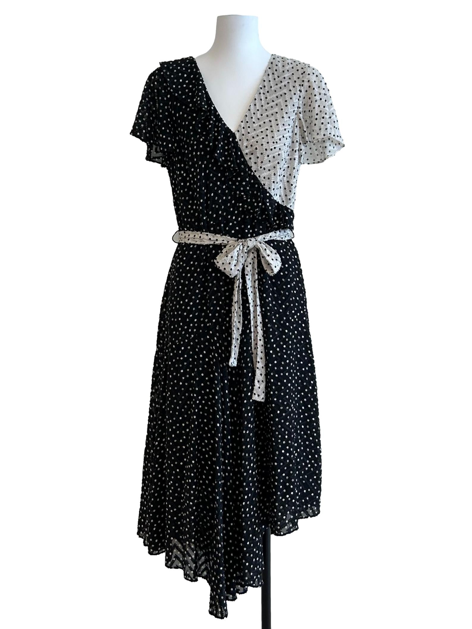 Soft Black And White Polka Dot Dress