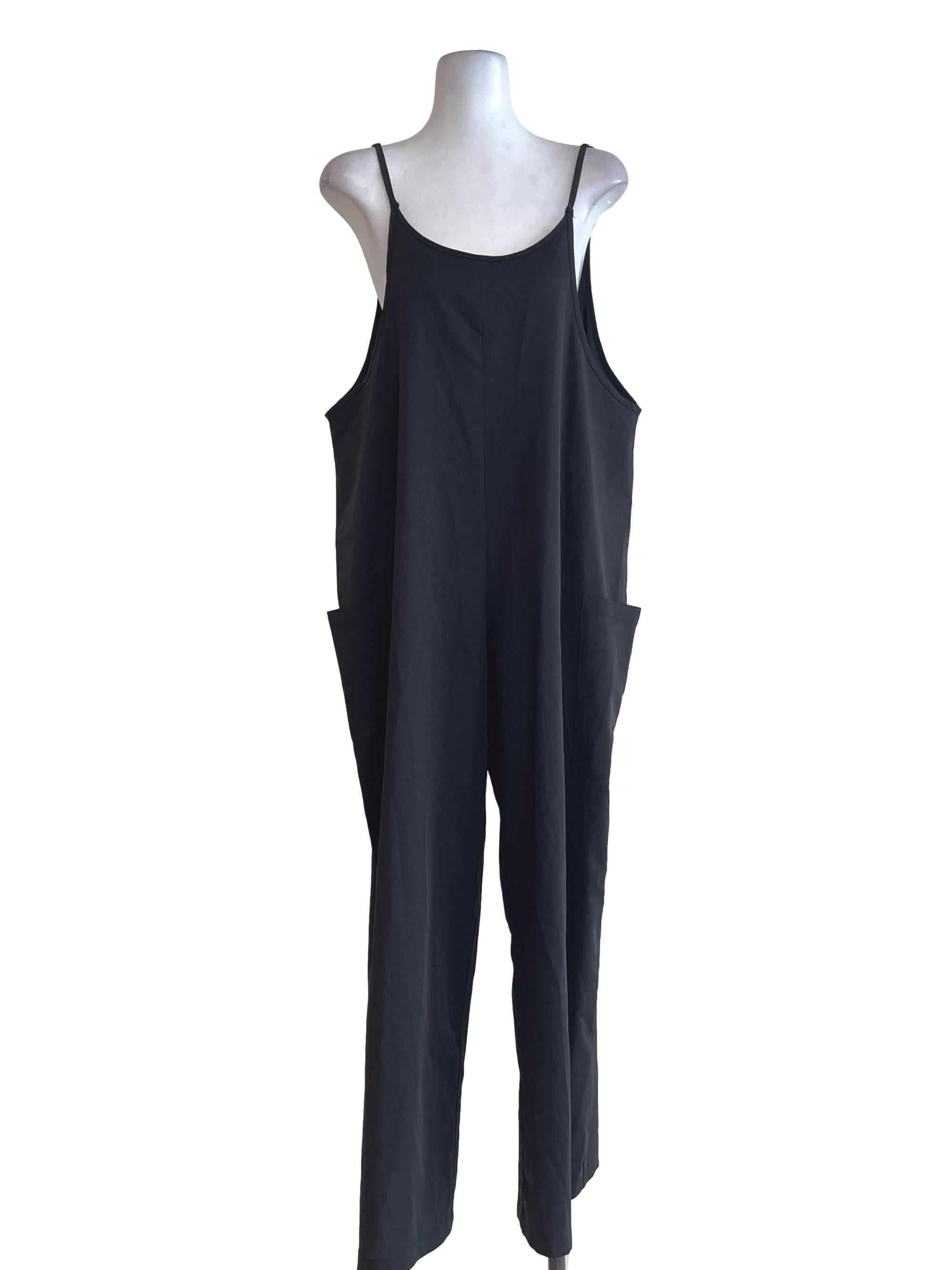 Black Baggy Side Pocket Jumpsuit