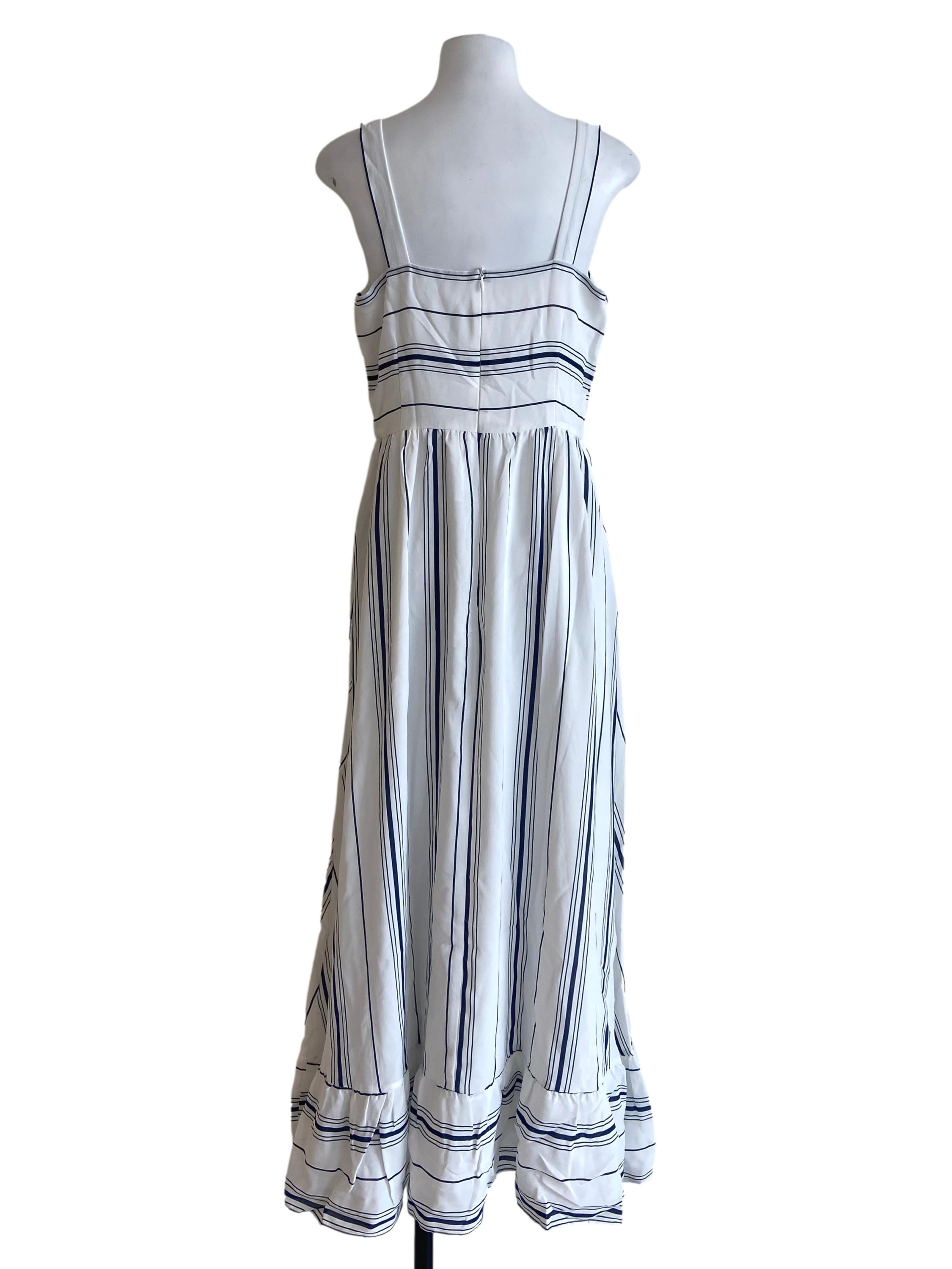 White & Blue Stripe Sleeveless Dropwaist Dress