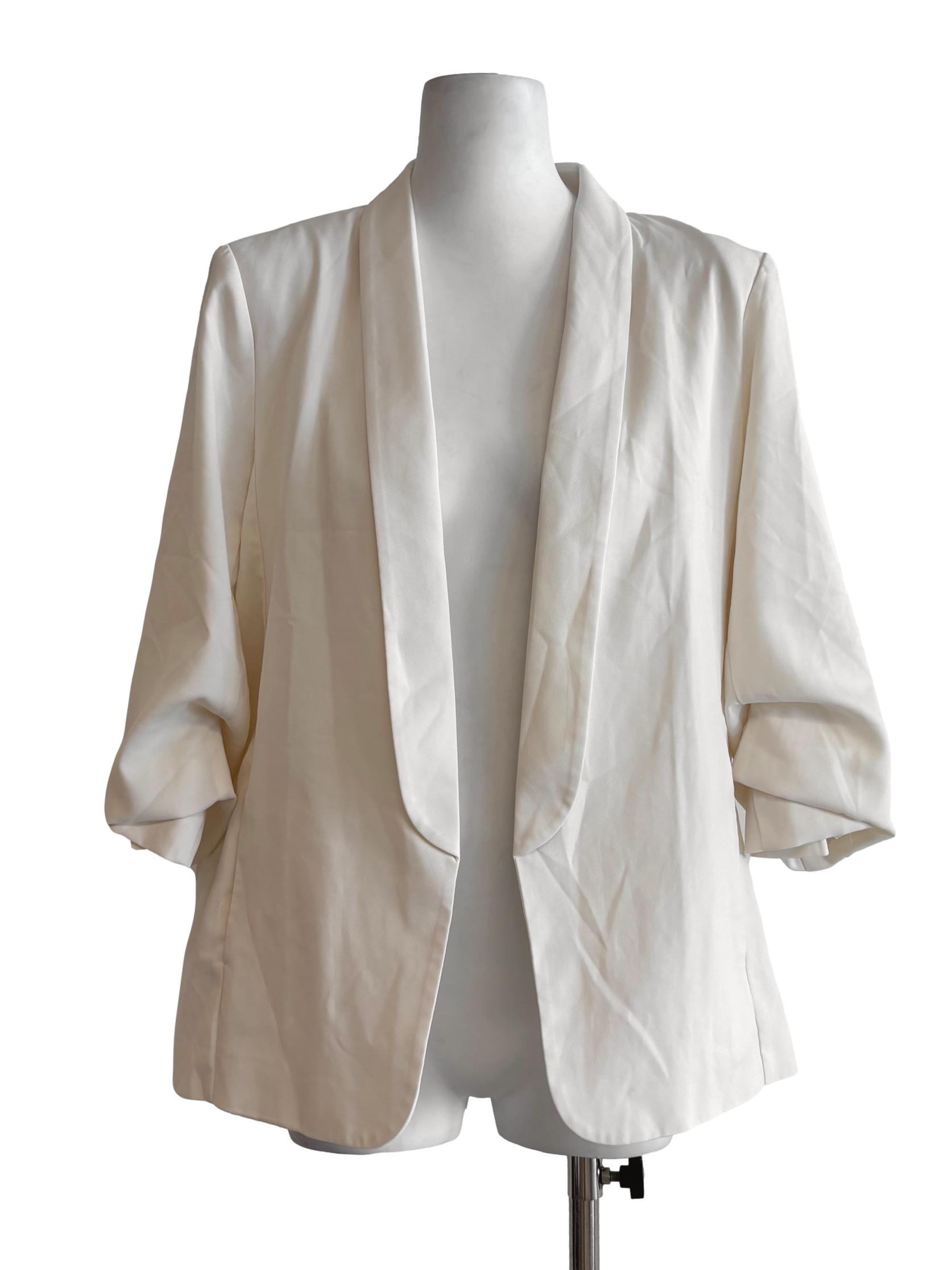 Ivory White Buttonless Blazer LB