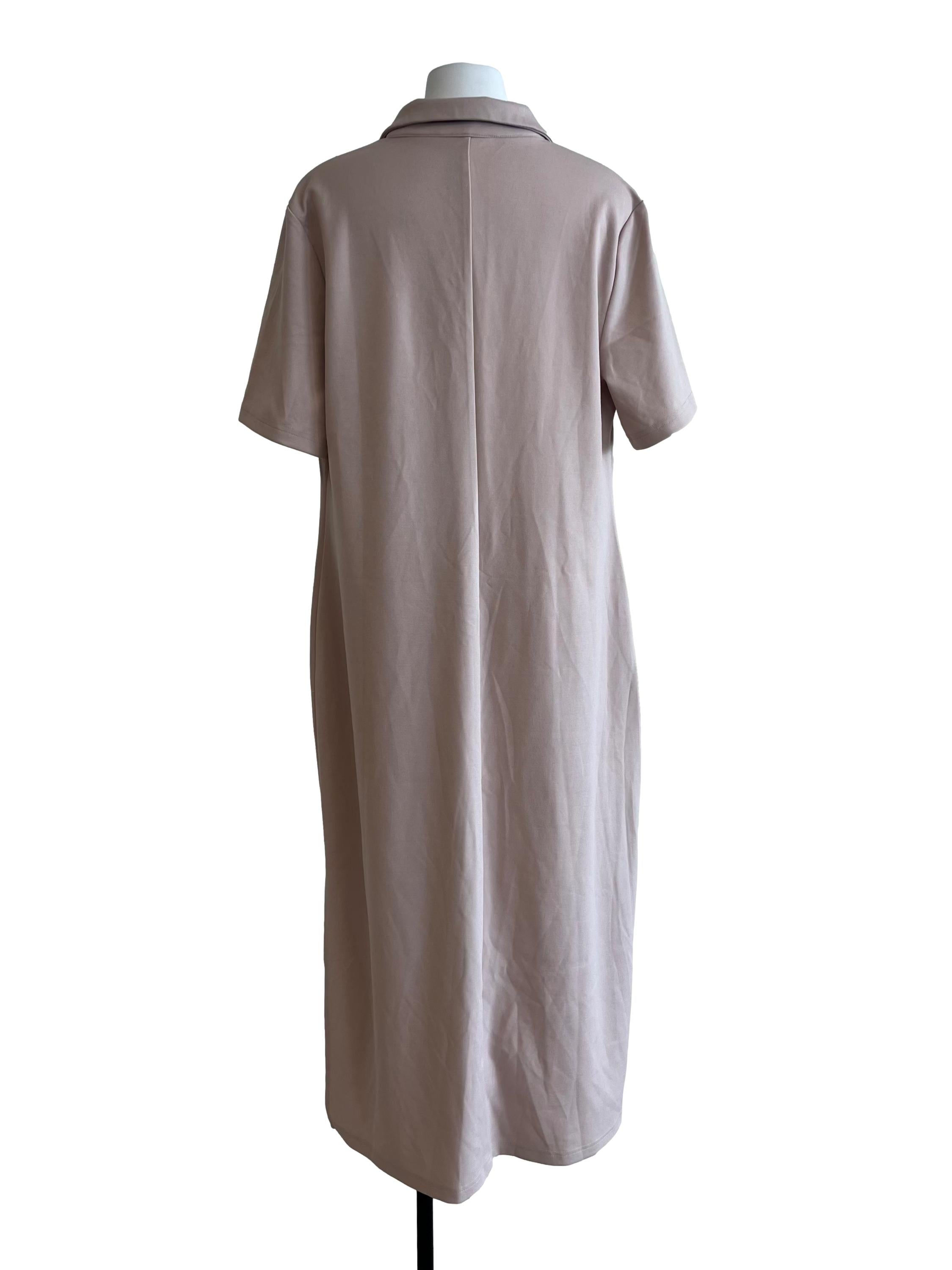 Sepia Beige Collared Dress