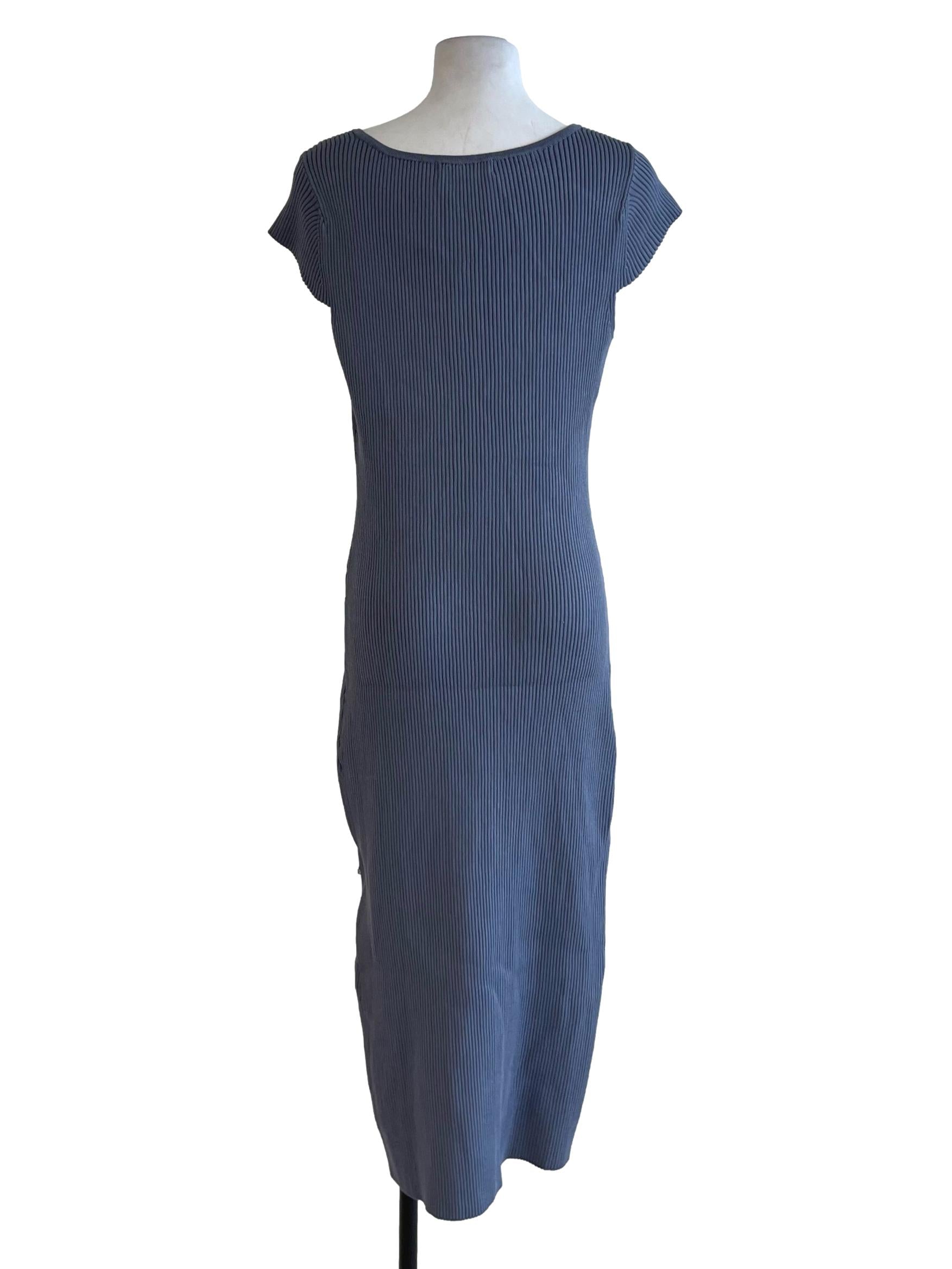 Stone Blue Square Neckline Bodycon Dress