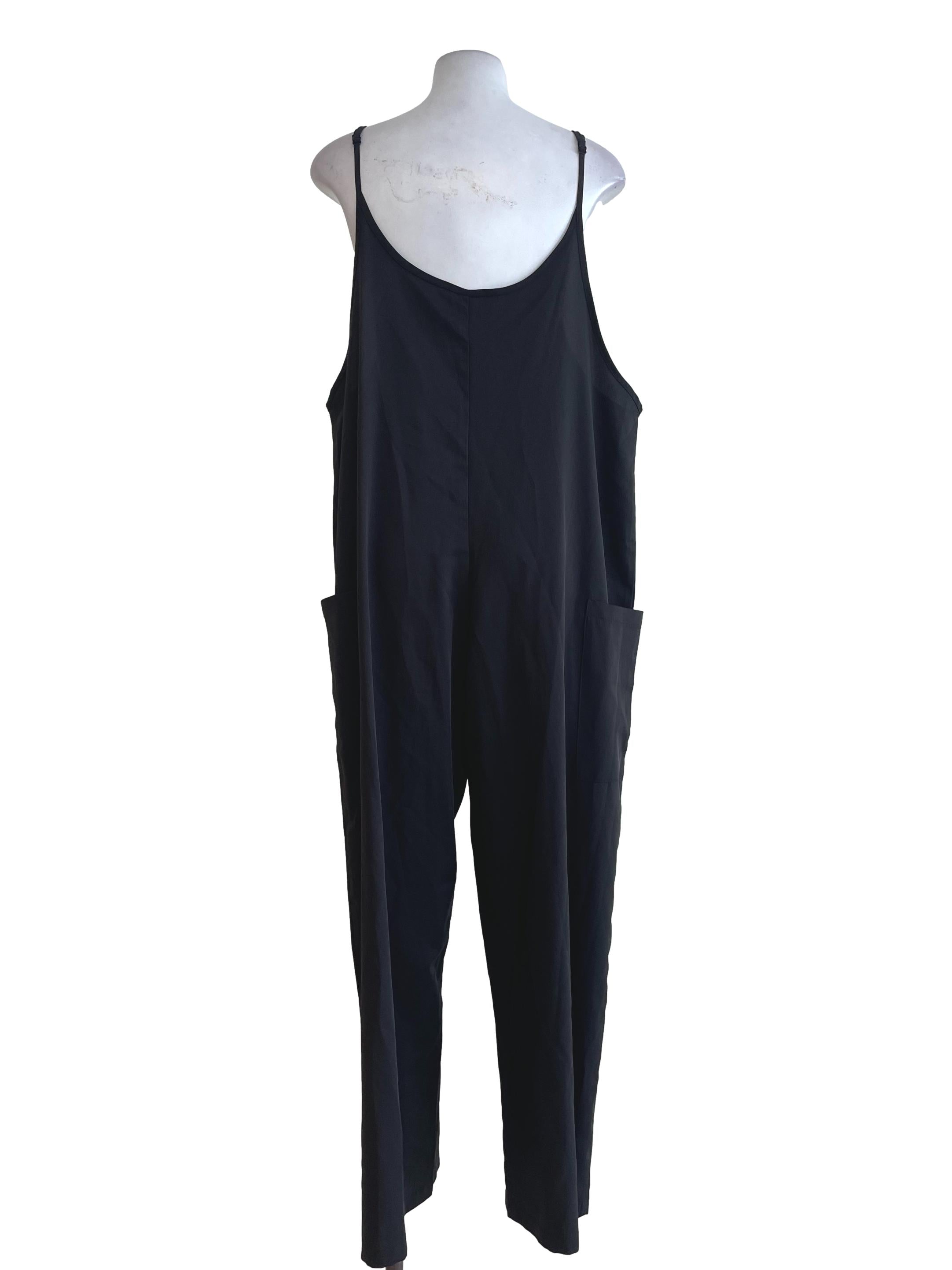 Black Baggy Side Pocket Jumpsuit