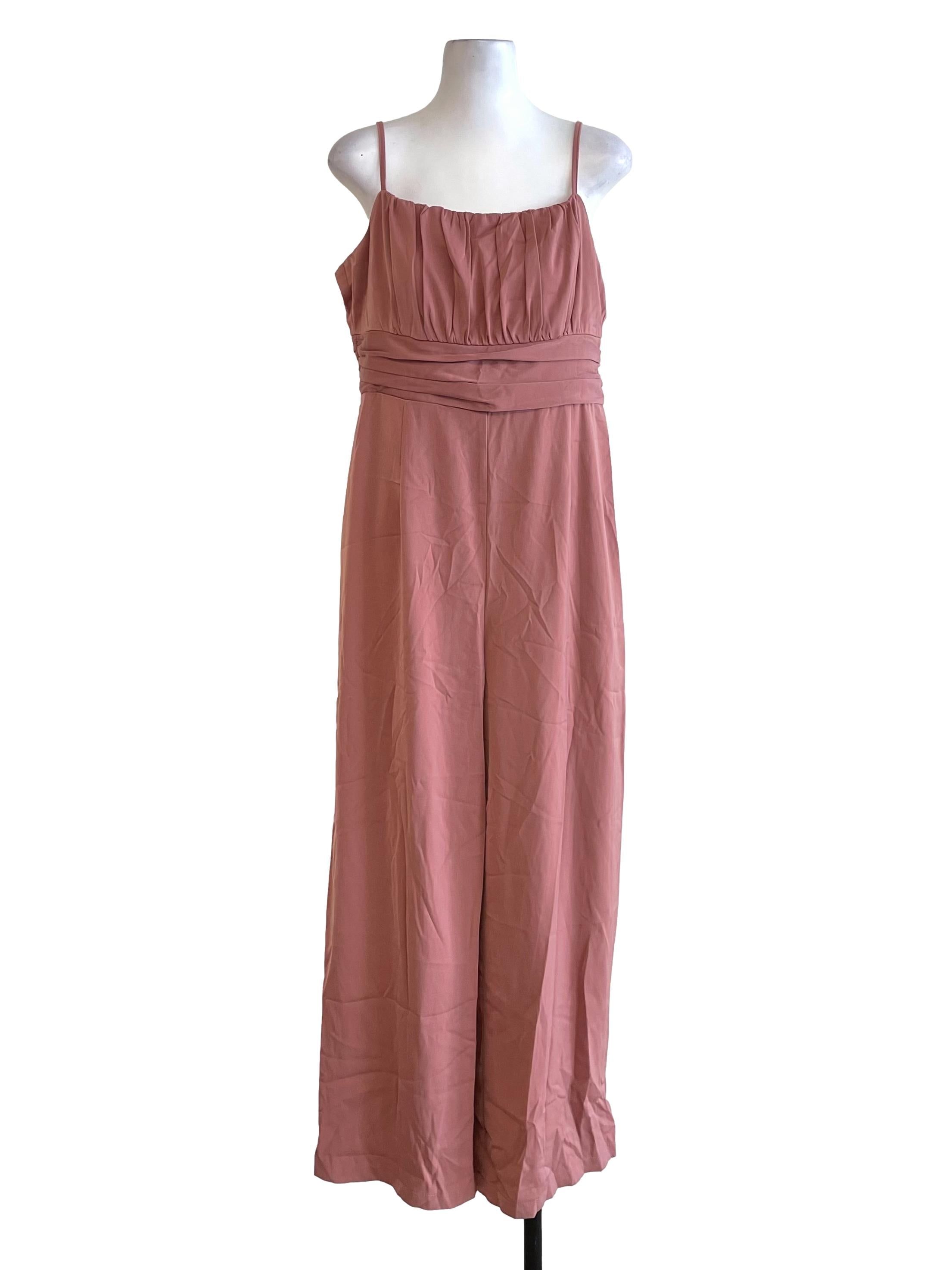 Cantaloupe Creased High Waist Jumpsuit