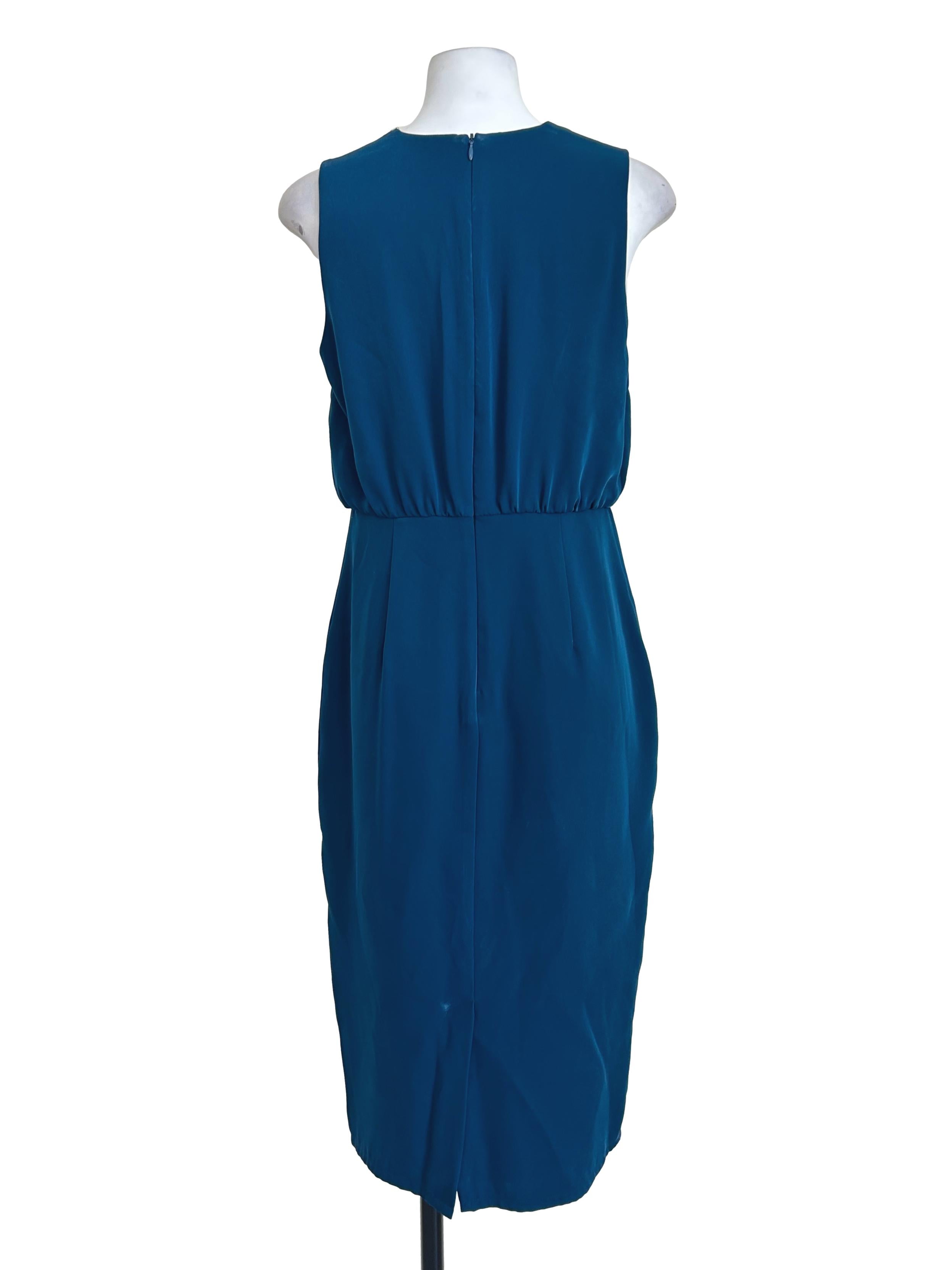 Teal Blue Sleeveless Blouson Dress