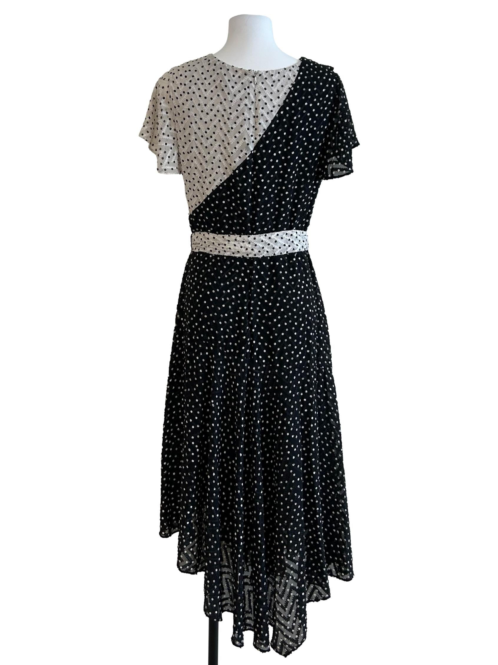 Soft Black And White Polka Dot Dress