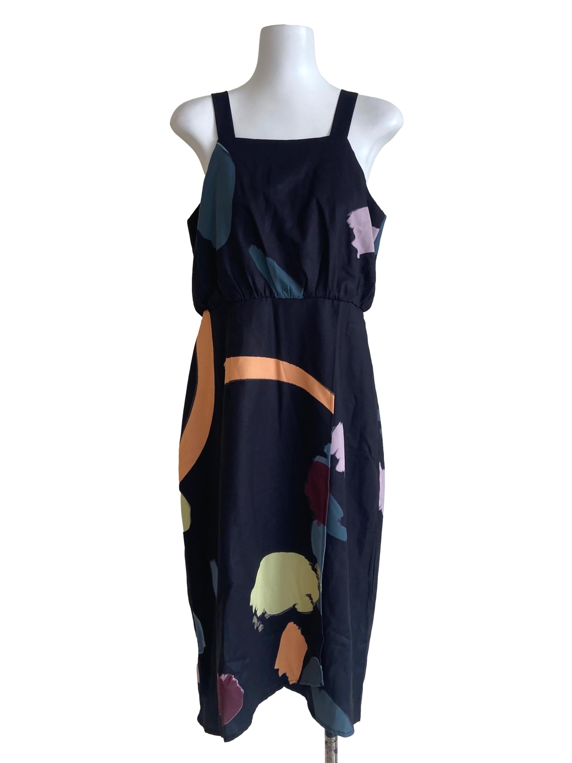Black Sleeveless Slit Apron Dress