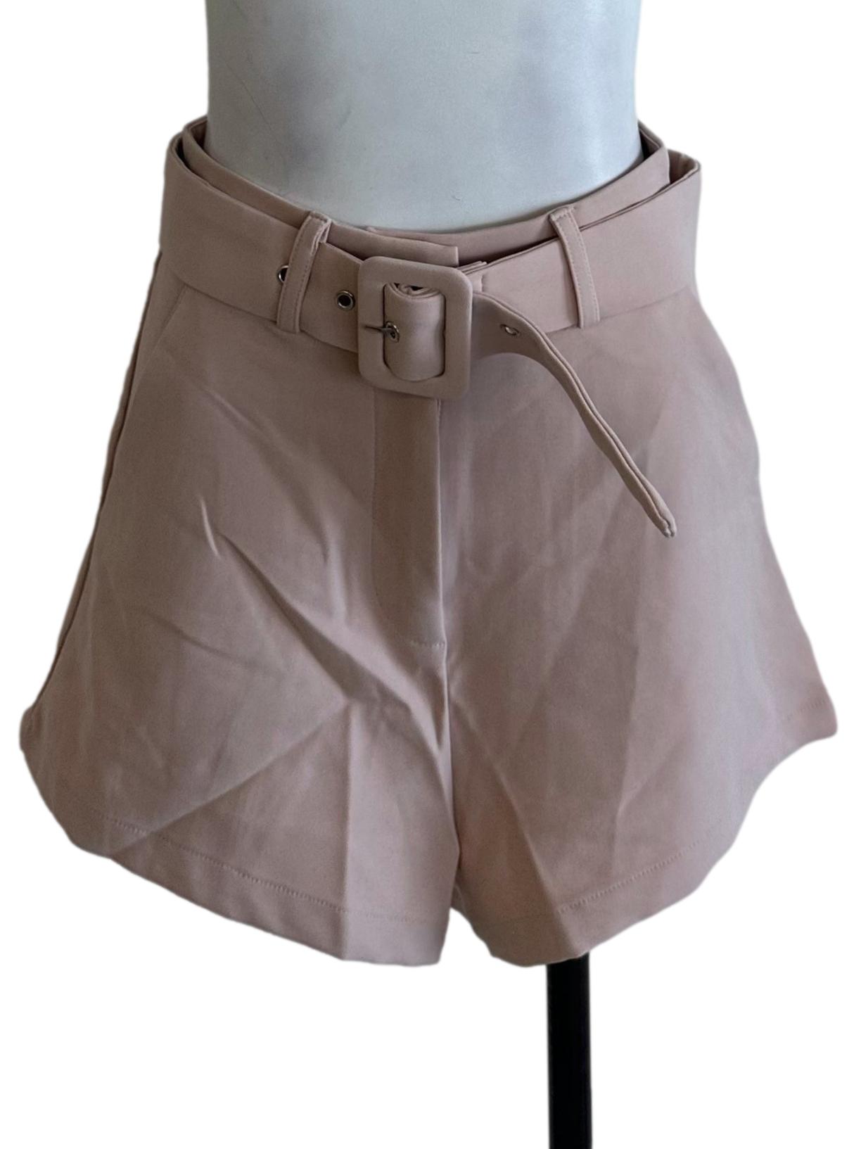 Sand Beige Belt Strap Shorts
