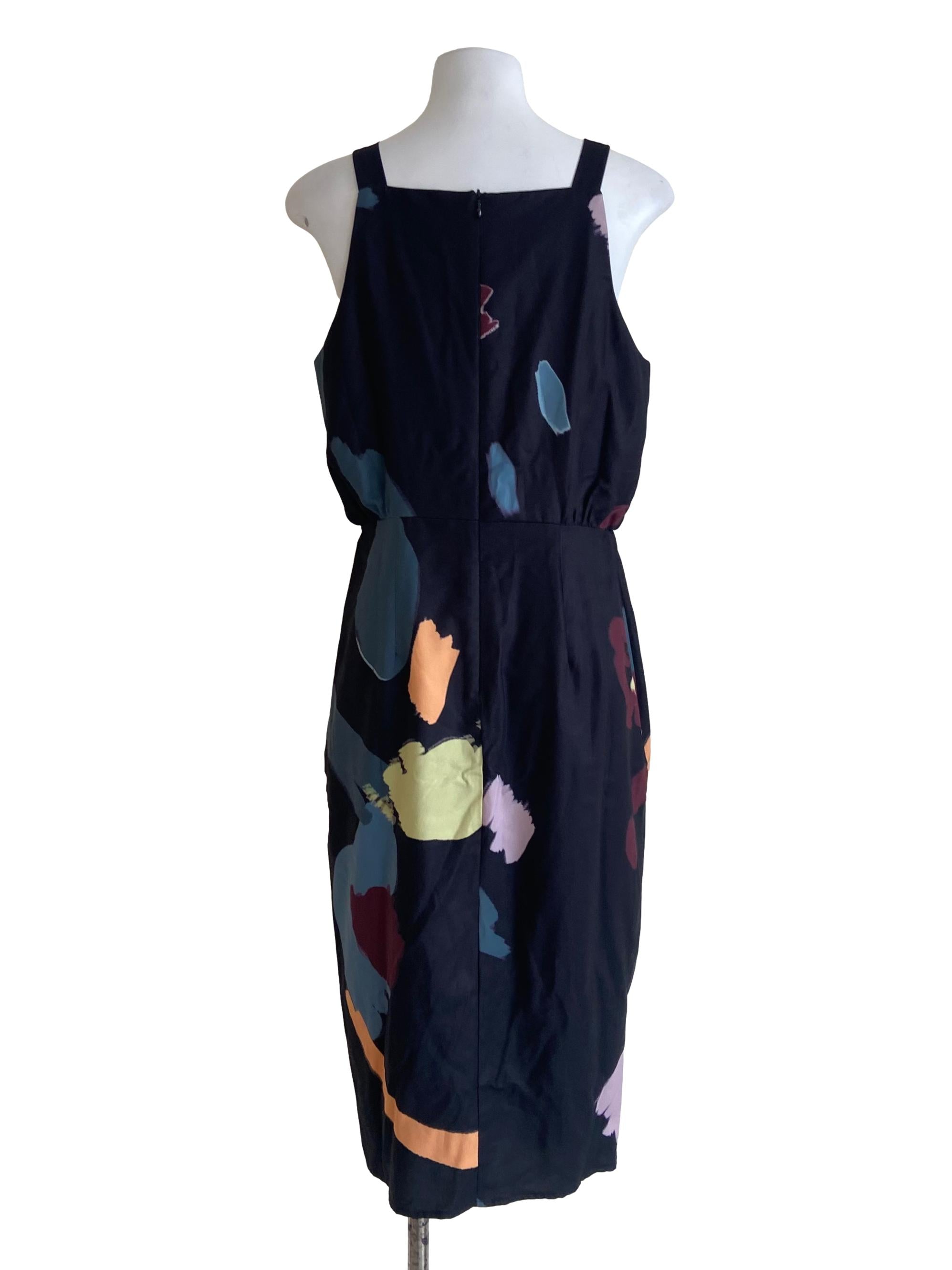 Black Sleeveless Slit Apron Dress