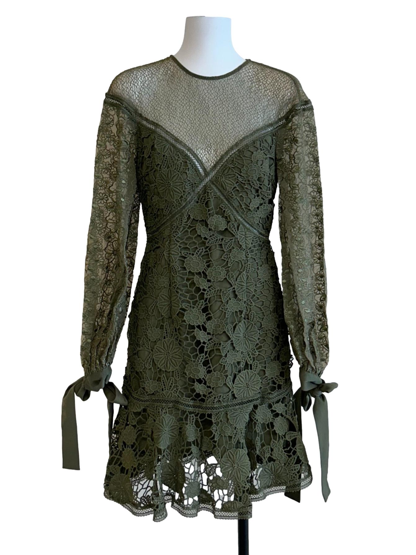 Keepsake Olive Green Eyelet Dress